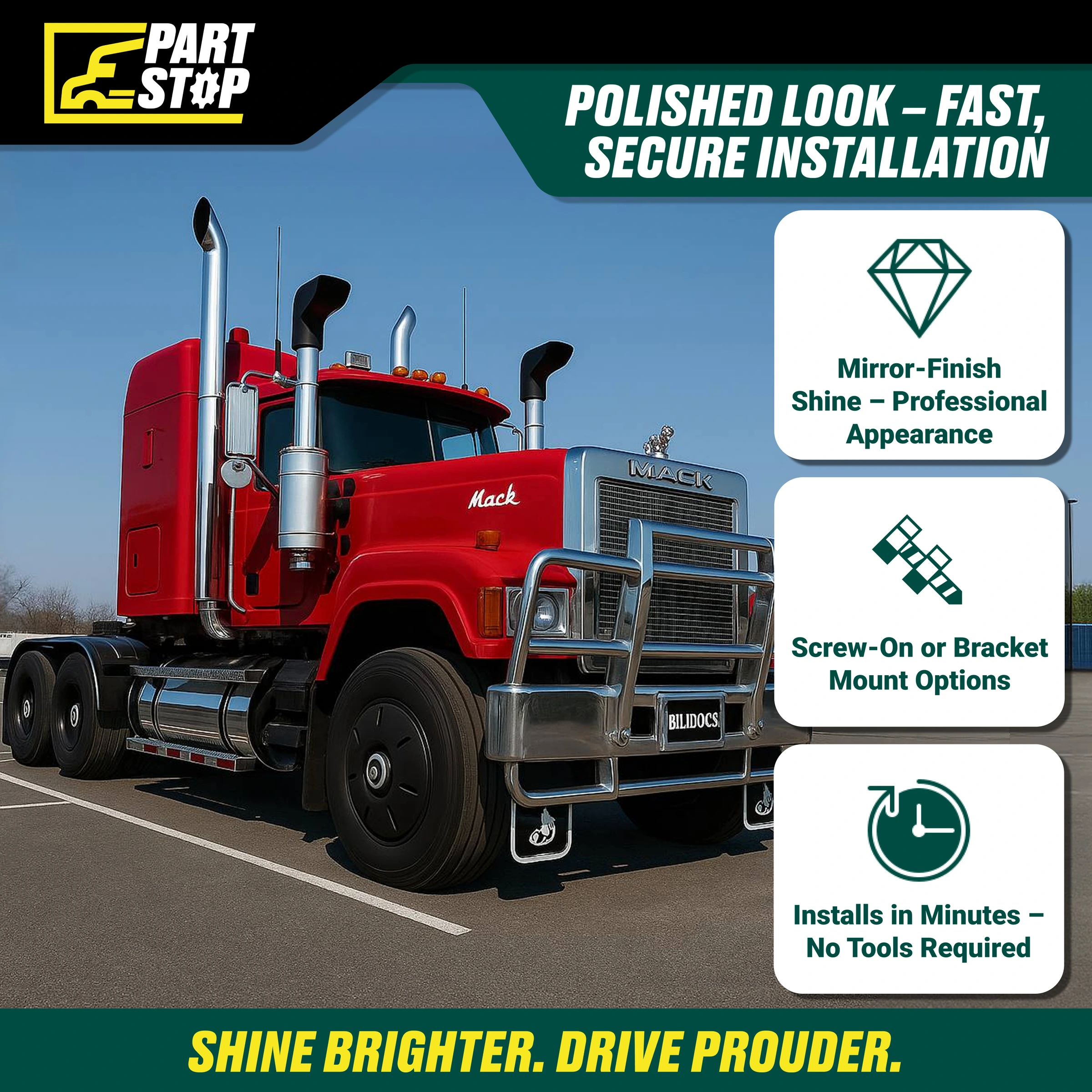 Wheel Hub Cover Set of 4 Fits 22.5", 24.5" Wheels Semi trucks A22-74255-061 — infographic