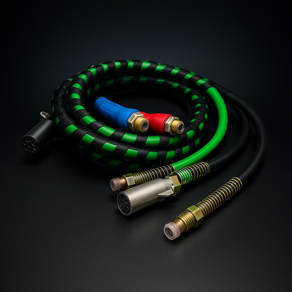 3‑in‑1 Rubber Air Hose & Electrical Cable Wrap – 15 ft Bundle (ABS Power Cord)