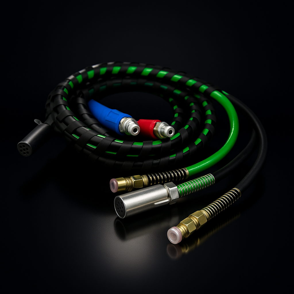 3‑in‑1 Rubber Air Hose & Electrical Cable Wrap – 15 ft Bundle (ABS Power Cord)