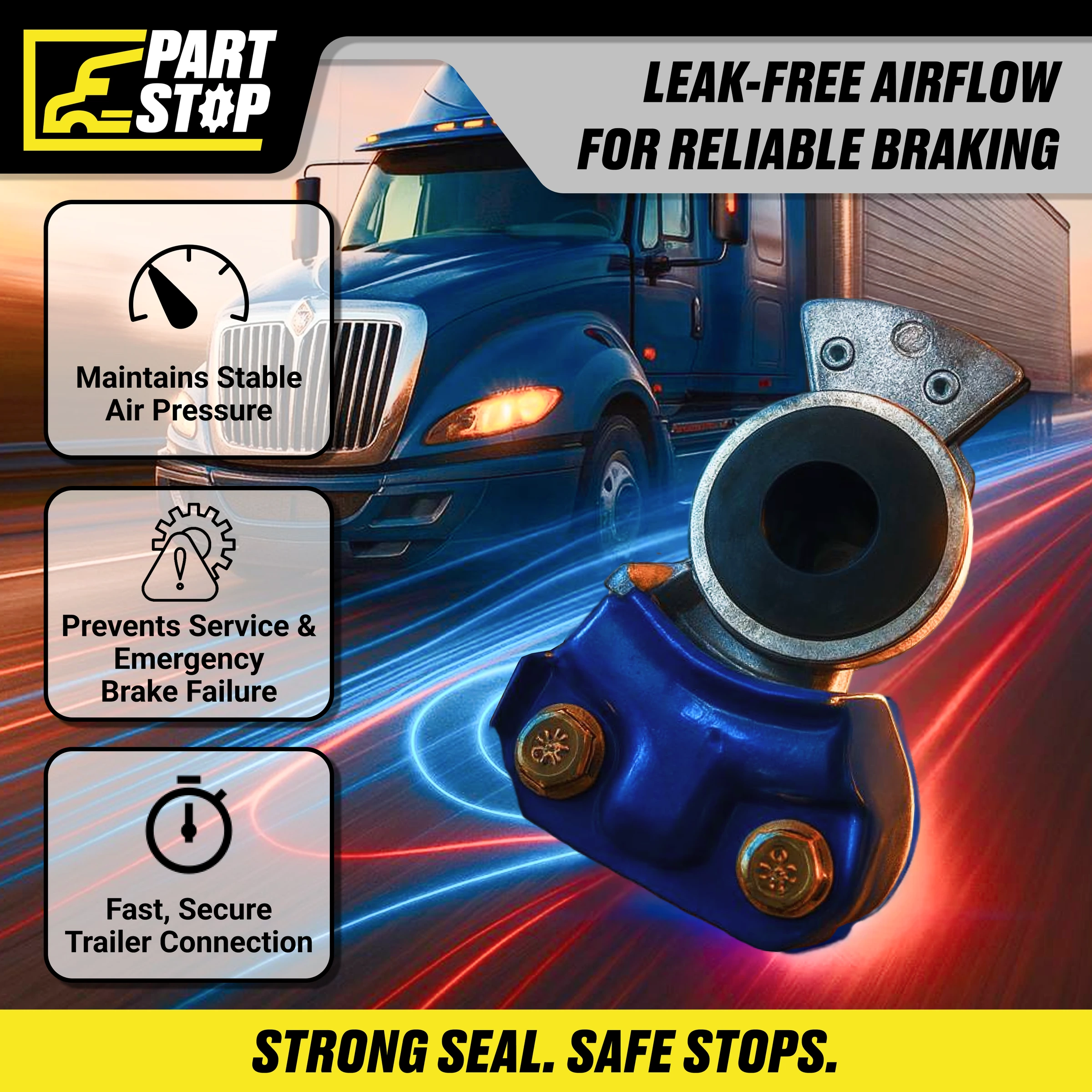 Standard 1/2” Service Gladhand Coupler Blue Color , 1791001 , 1200614, R11452 — infographic