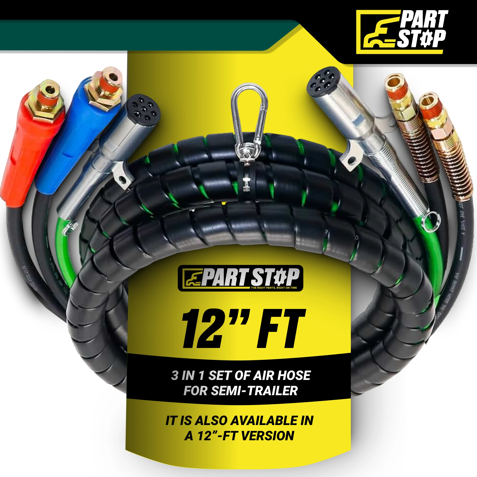 3‑in‑1 Rubber Air Hose & Electrical Cable Wrap – 12 ft Bundle (ABS Power Cord) — infographic