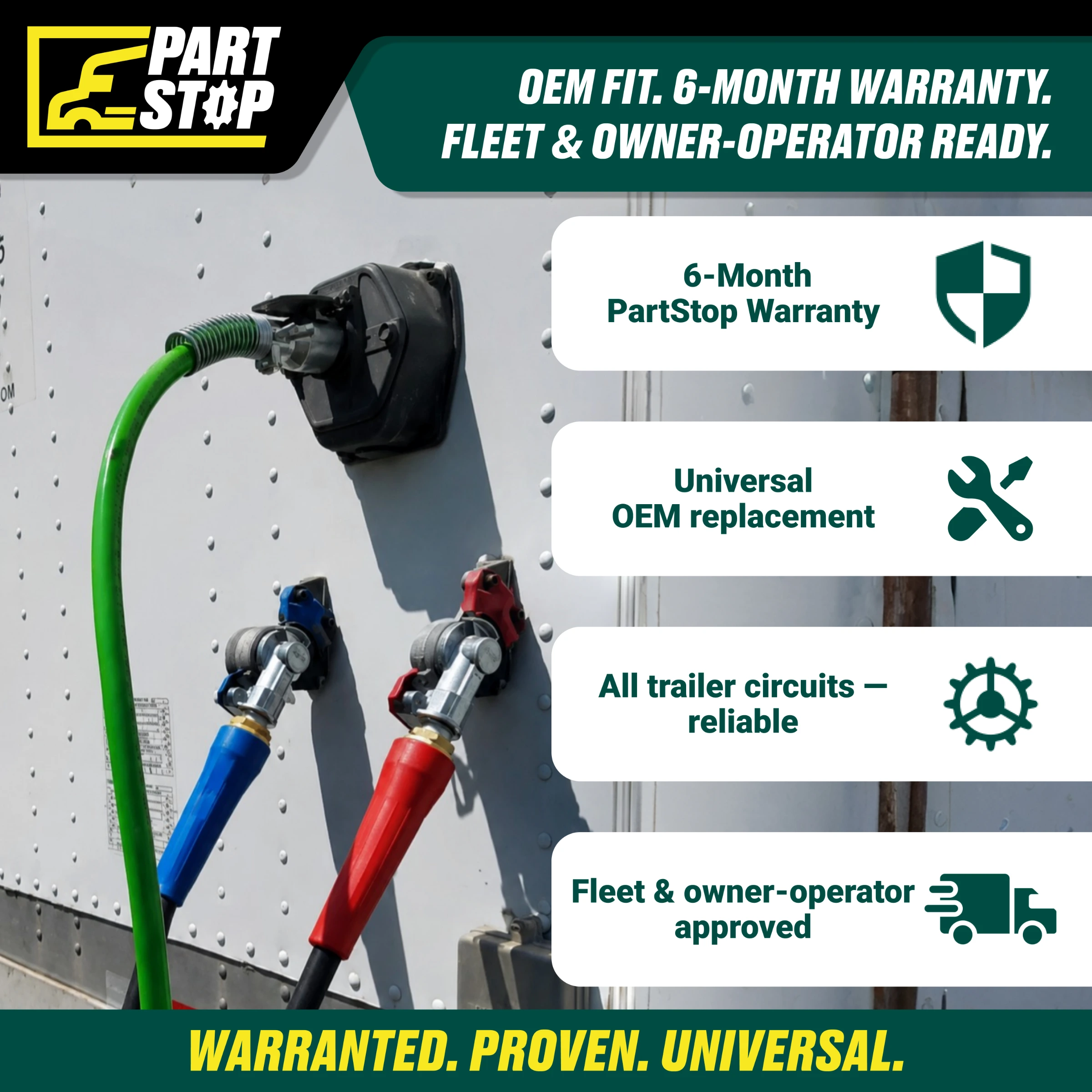 TR0241S115 Trailer Plug Heavy Duty Trucks 15-730 15-730DSP PE27100 670-P7 11-700 — infographic