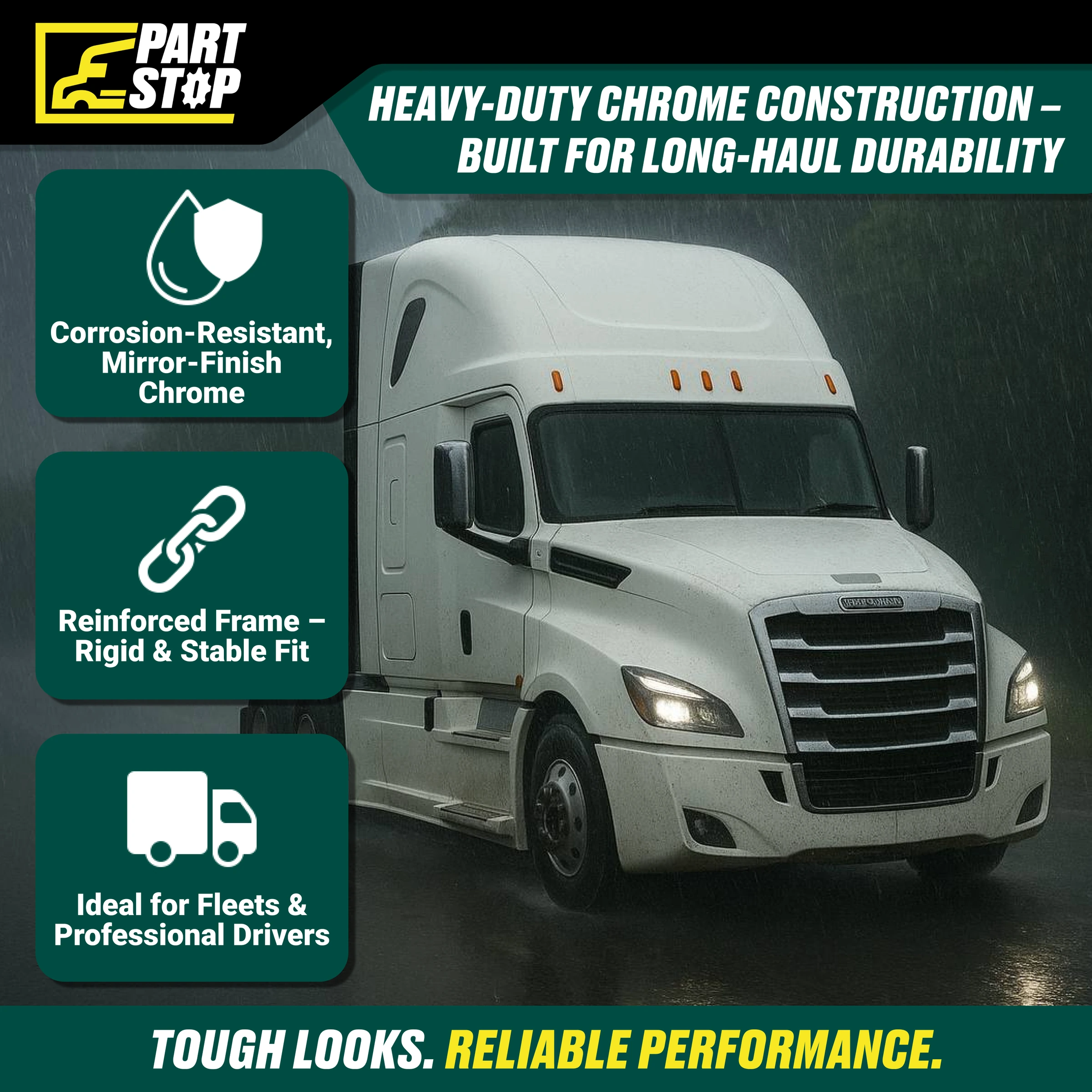 Chrome Front Grille Bug Screen Fits Freightliner Cascadia 2018 - 2024 A1720832013 — infographic