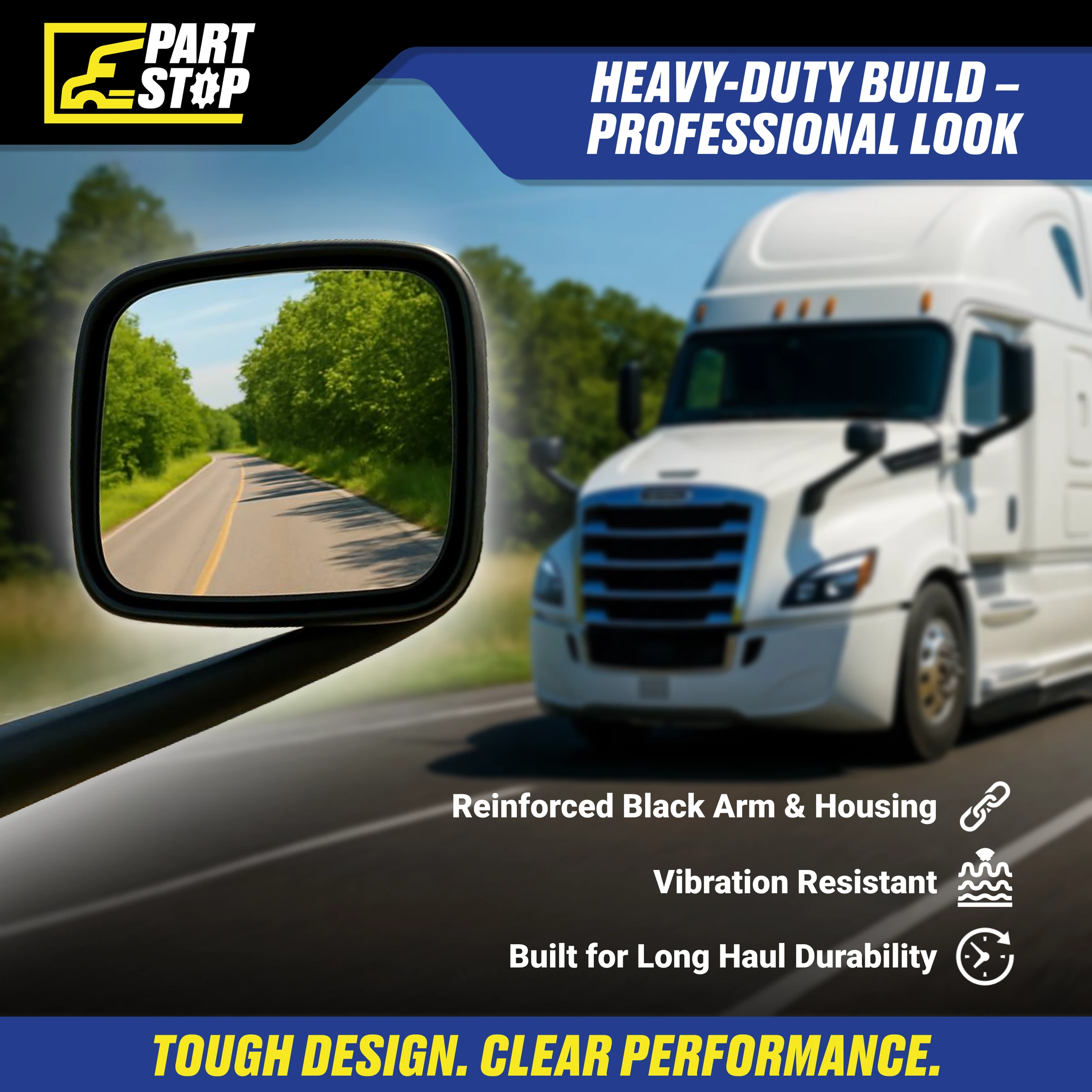 LH Driver Side Heated Hood Mirror Fits Freightliner Cascadia A2275354000 — infographic
