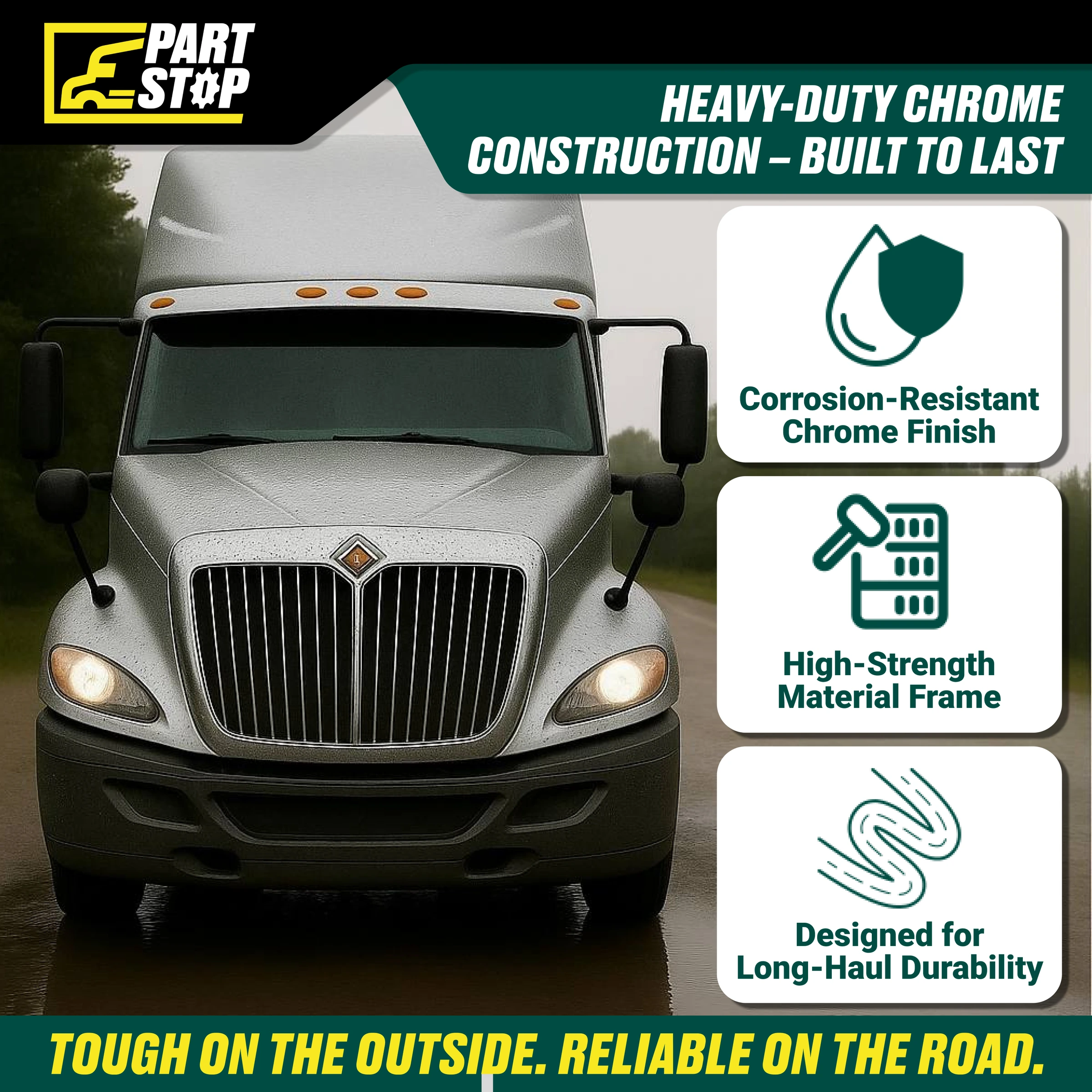 4039860C93 Chrome Front Grille Fits International LT625 2018+ — infographic