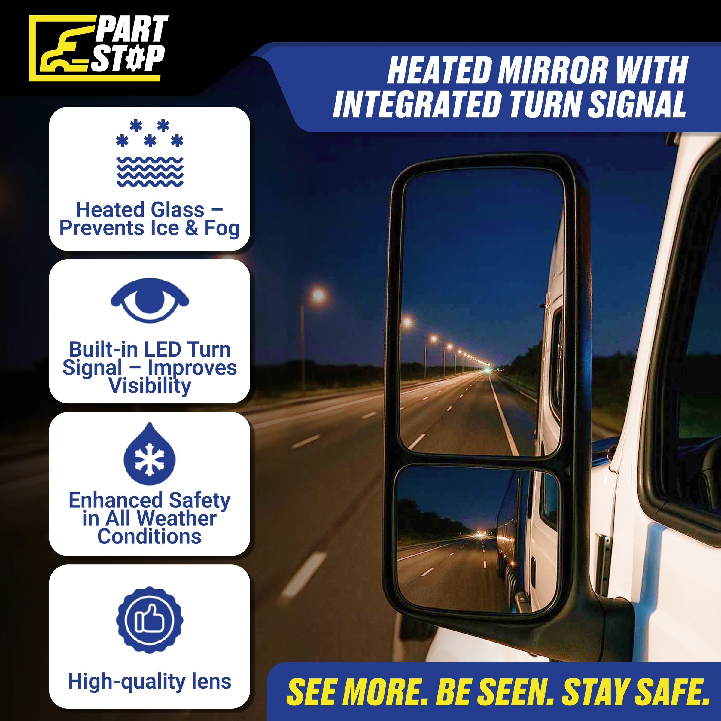4188582C91 Driver Side Heated Power Mirror Fits International LT 2017-2025 — infographic