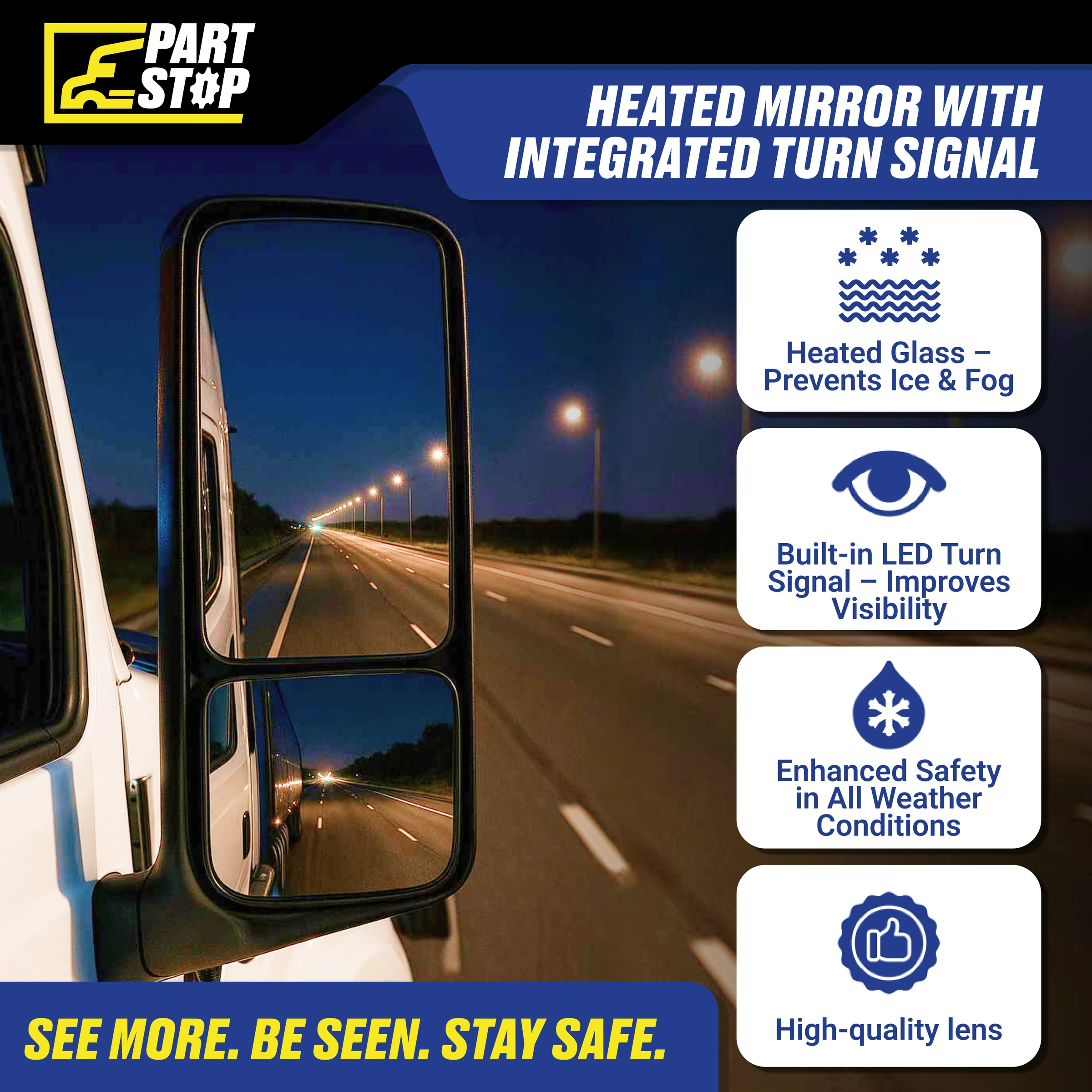 Heated Power Mirror Passenger Side Fits International LT 2018-2024 4188583C91 — infographic