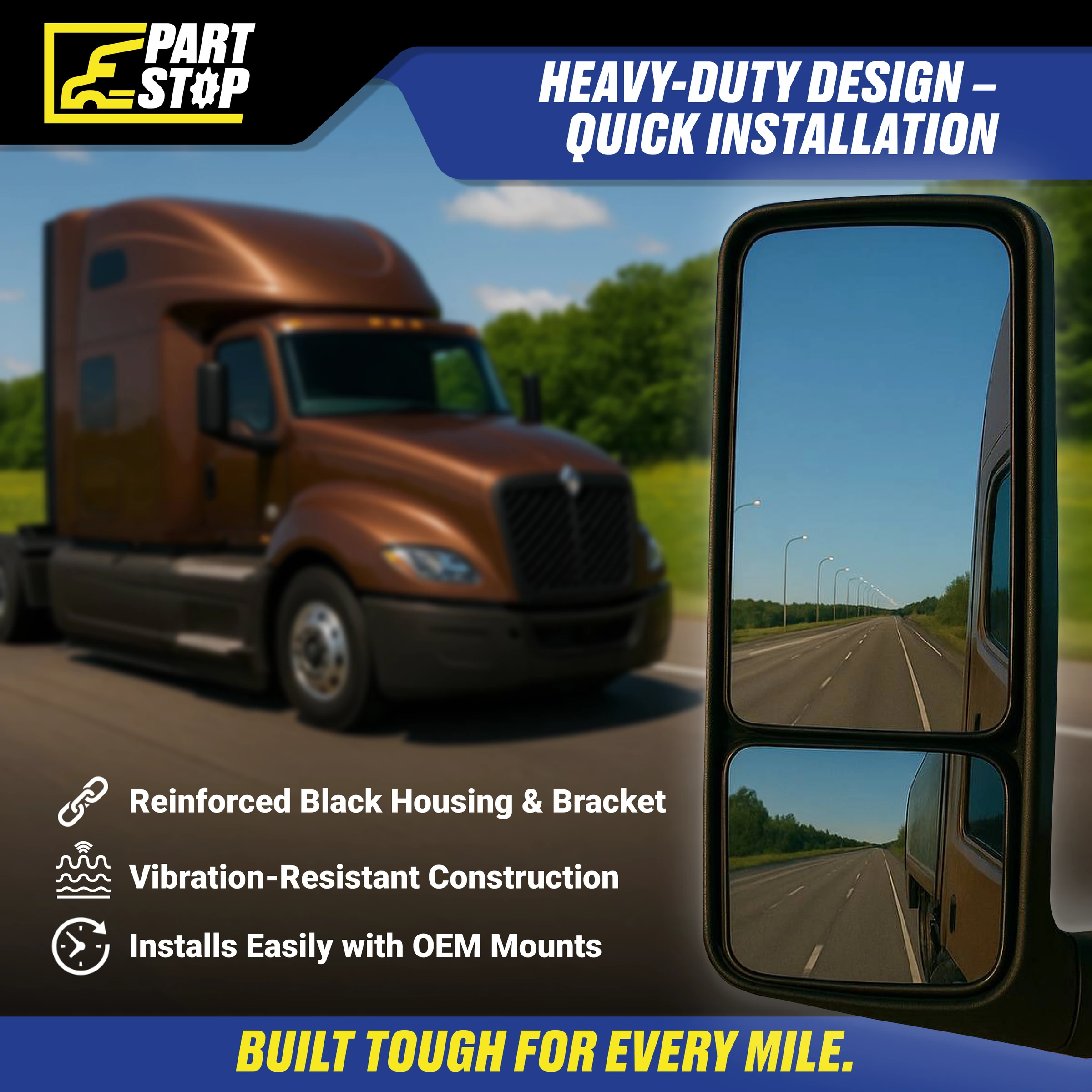 Heated Power Mirror Passenger Side Fits International LT 2018-2024 4188583C91 — infographic
