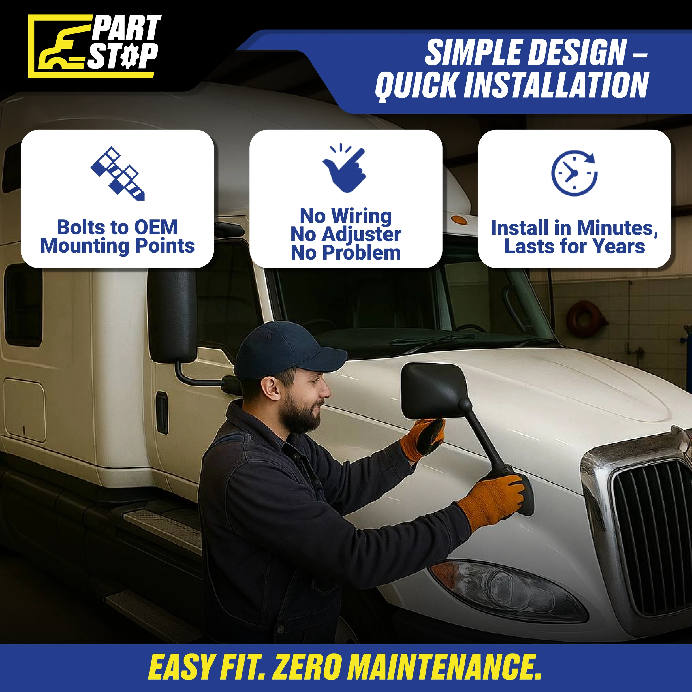 3787839C92 RH Hood Mirror Passanger Side Fits International LT — infographic