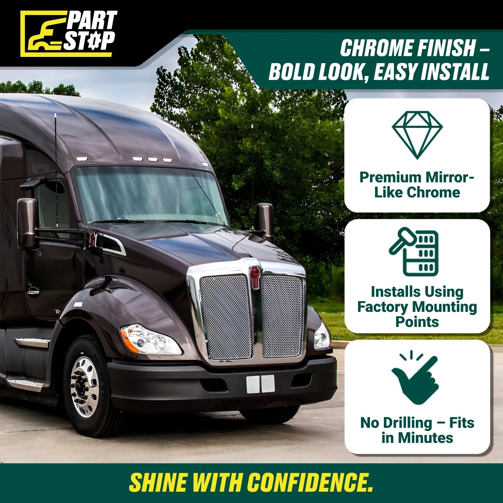 T680 Front Grille Bug Screen Only Fits Kenworth / Grille Screen L45-6064-110 — infographic