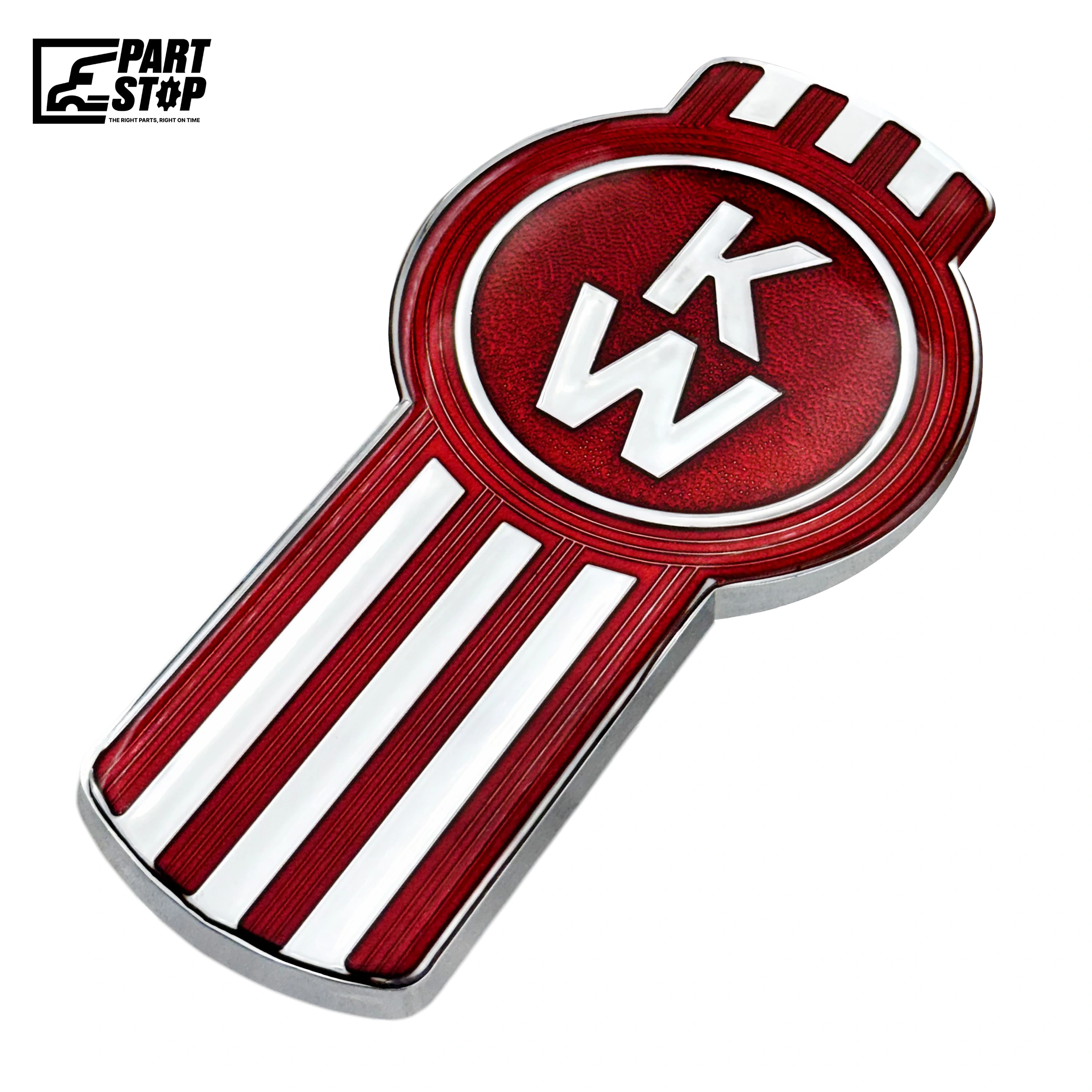 Kenworth T680 Hood Emblem Chrome Red Logo Badge K137-541 , KWN-017-3 — photo 2