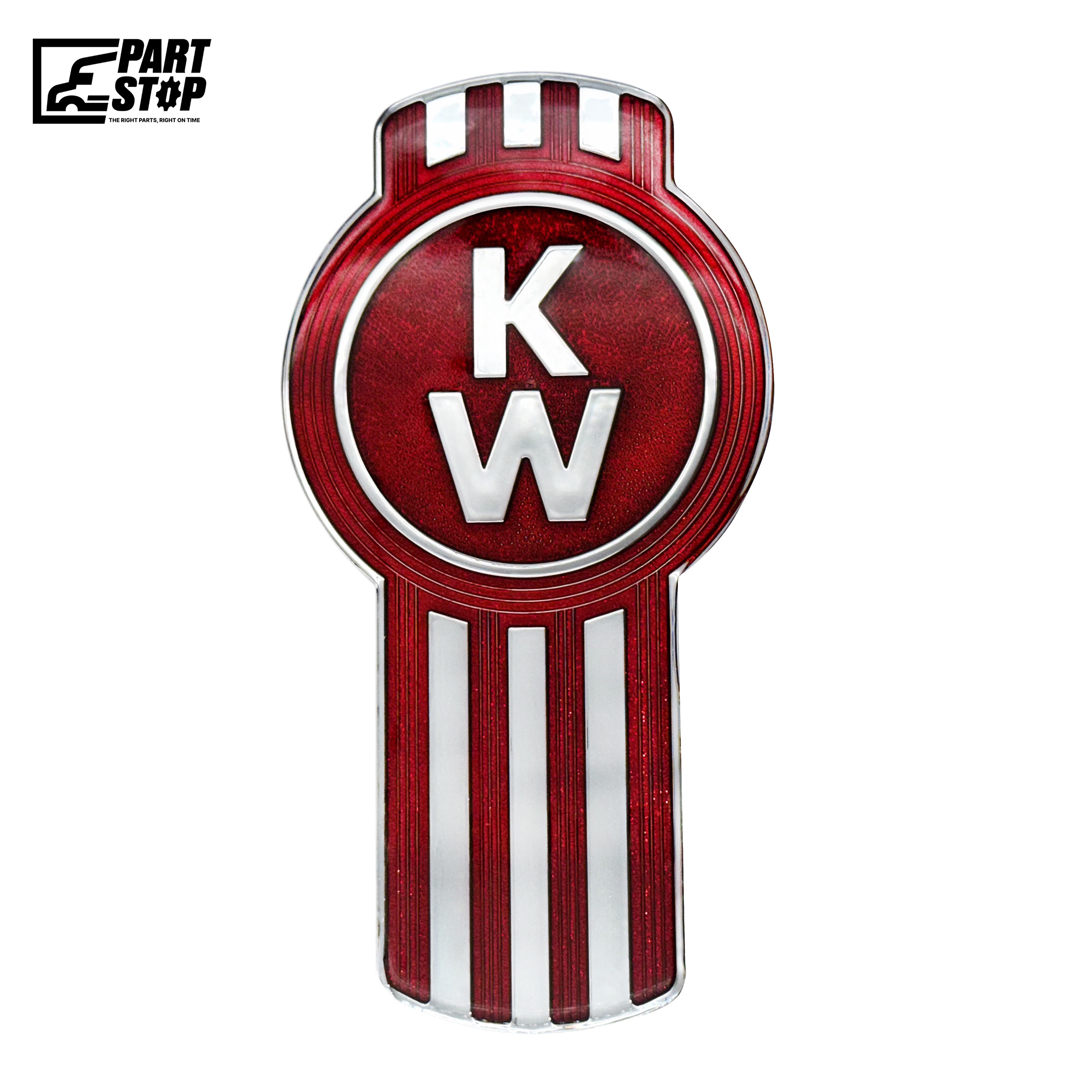 KWN-018 Kenworth T680 Grill Emblem Chrome Red Logo Badge K137-541