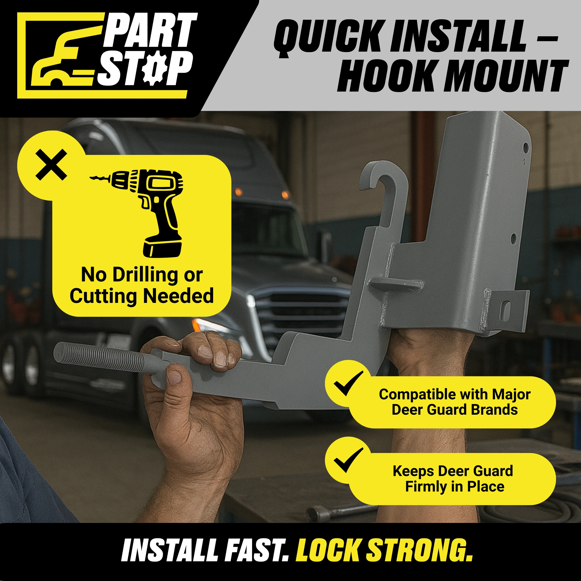 Deer Guard Bracket for Kenworth T680/T880 2018-2024 — infographic