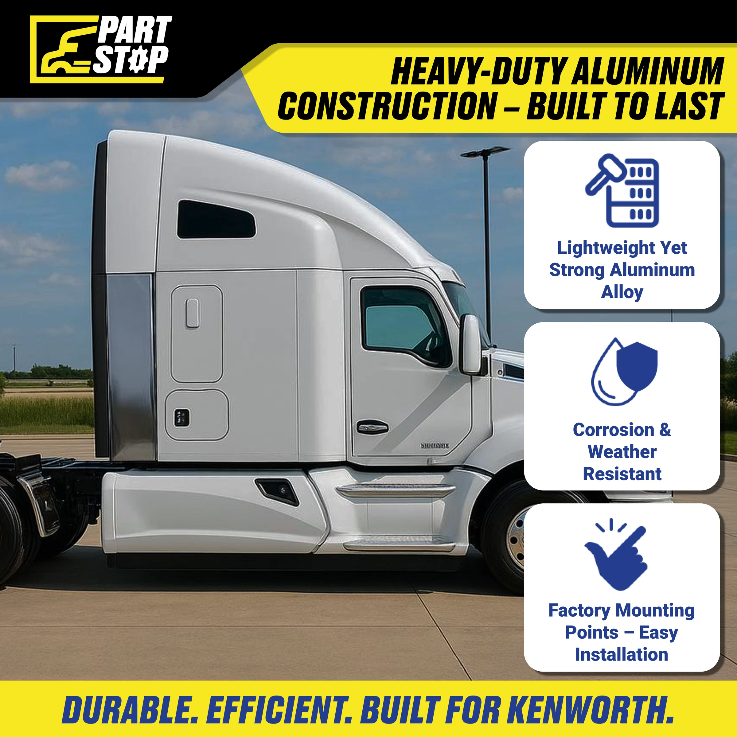 RH Lower Sleeper Extender – Aluminum for Kenworth T680 2022-2025 T33-1074-310 — infographic