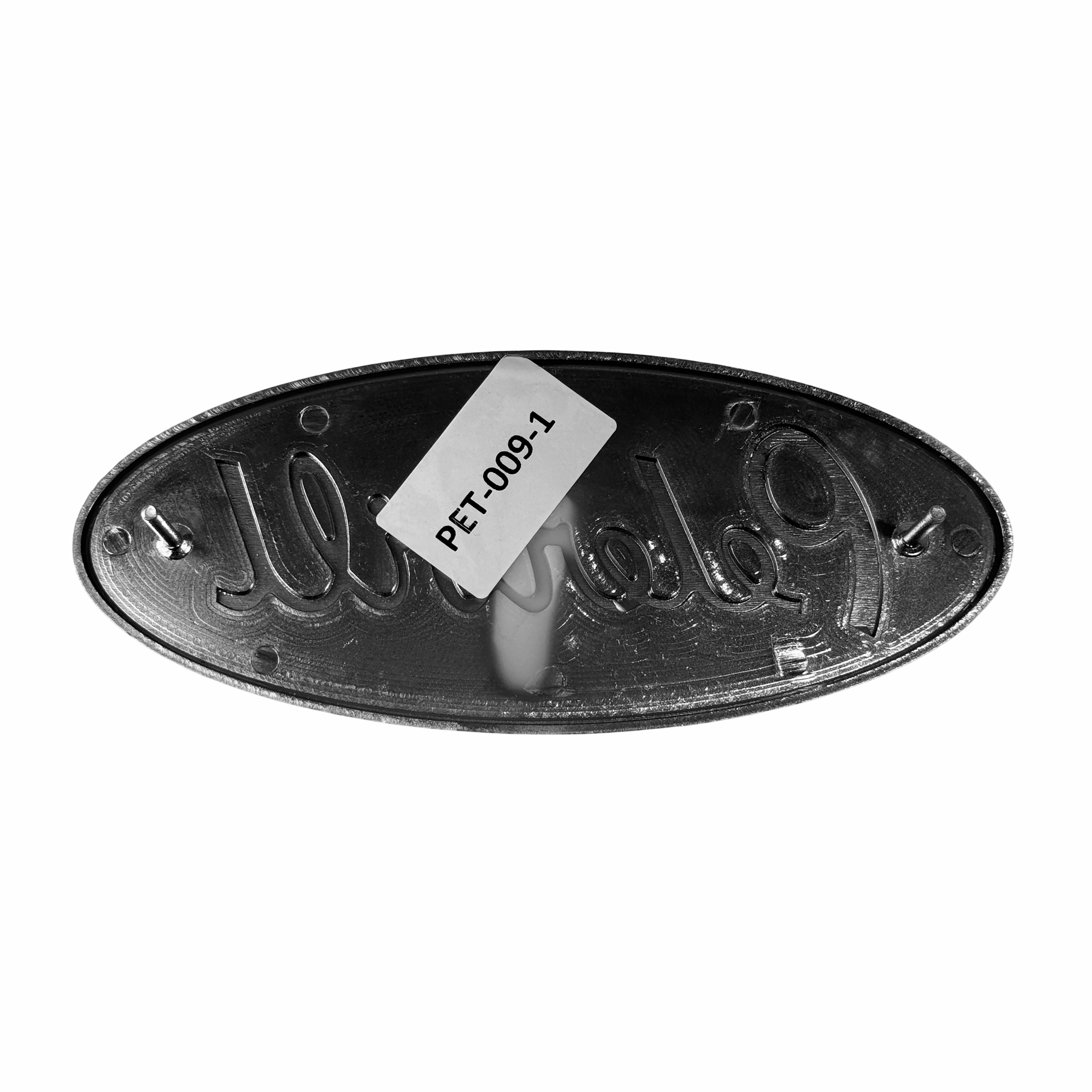 Peterbilt Oval Emblem Red Chrome Hood Grill Badge N53-6028 , PET-009-1 — photo 2
