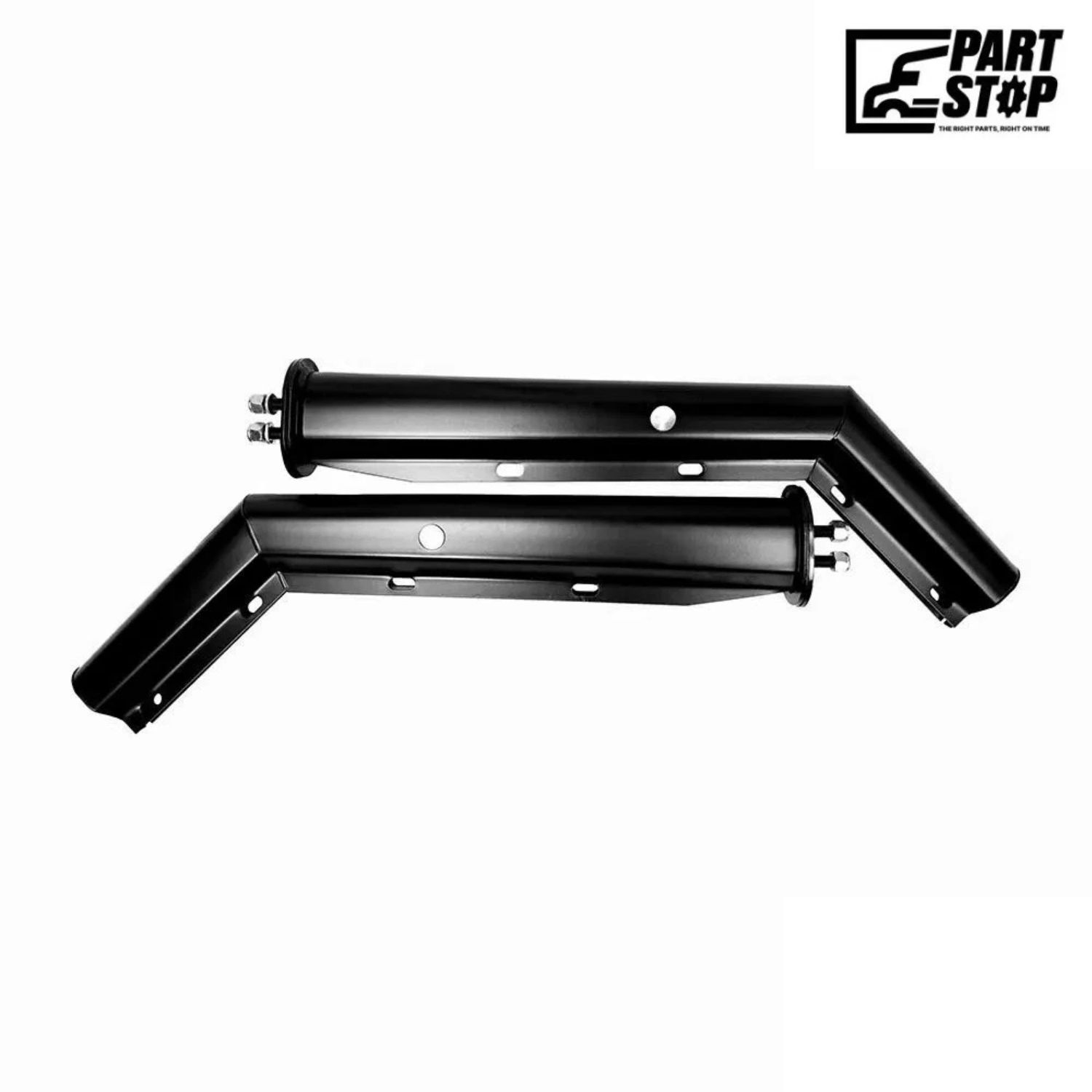 30" 45 Degree Angled Mud Flap Hanger Pair Black Steel 1-1/8" Bolt Spacing — photo 2