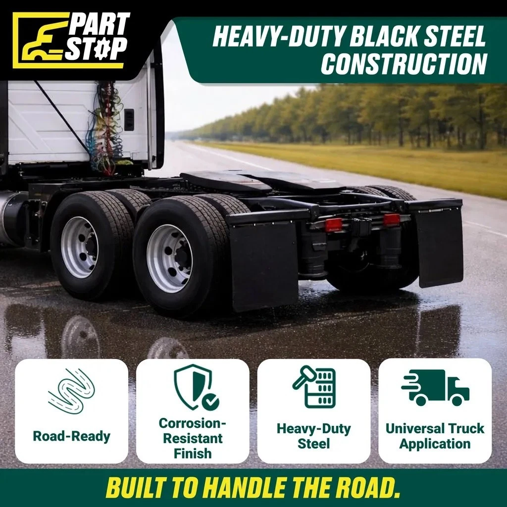 28" Straight Mud Flap Hanger Heavy Duty Black 1-1/8" Bolt Spacing — infographic