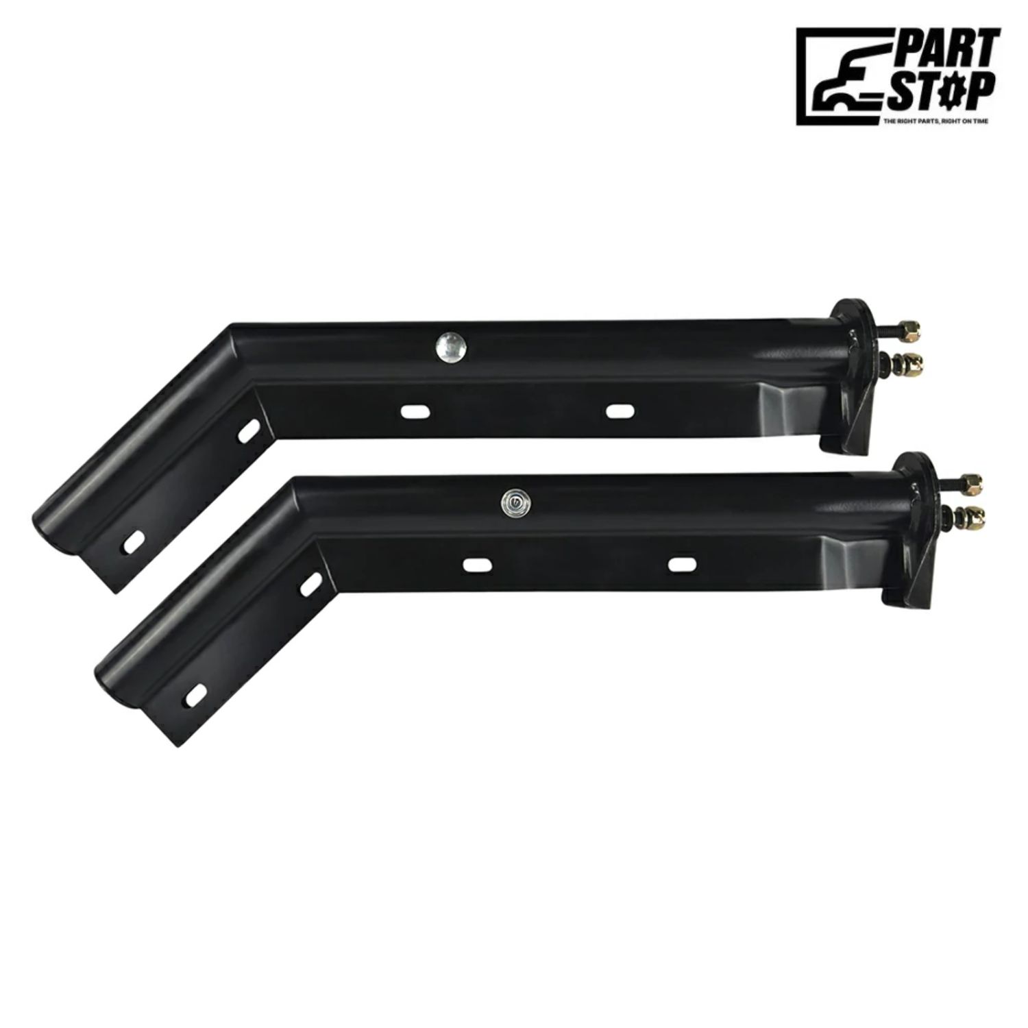 30" 45 Degree Angled Mud Flap Hanger Pair Black Steel 1-1/8" Bolt Spacing