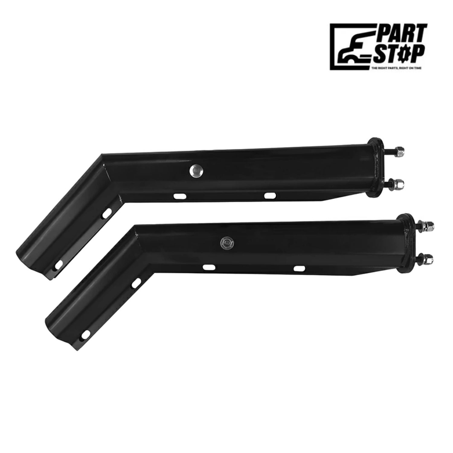 27" 45 Degree Angled Mud Flap Hanger Pair Black Steel 2-1/2" Bolt Spacing