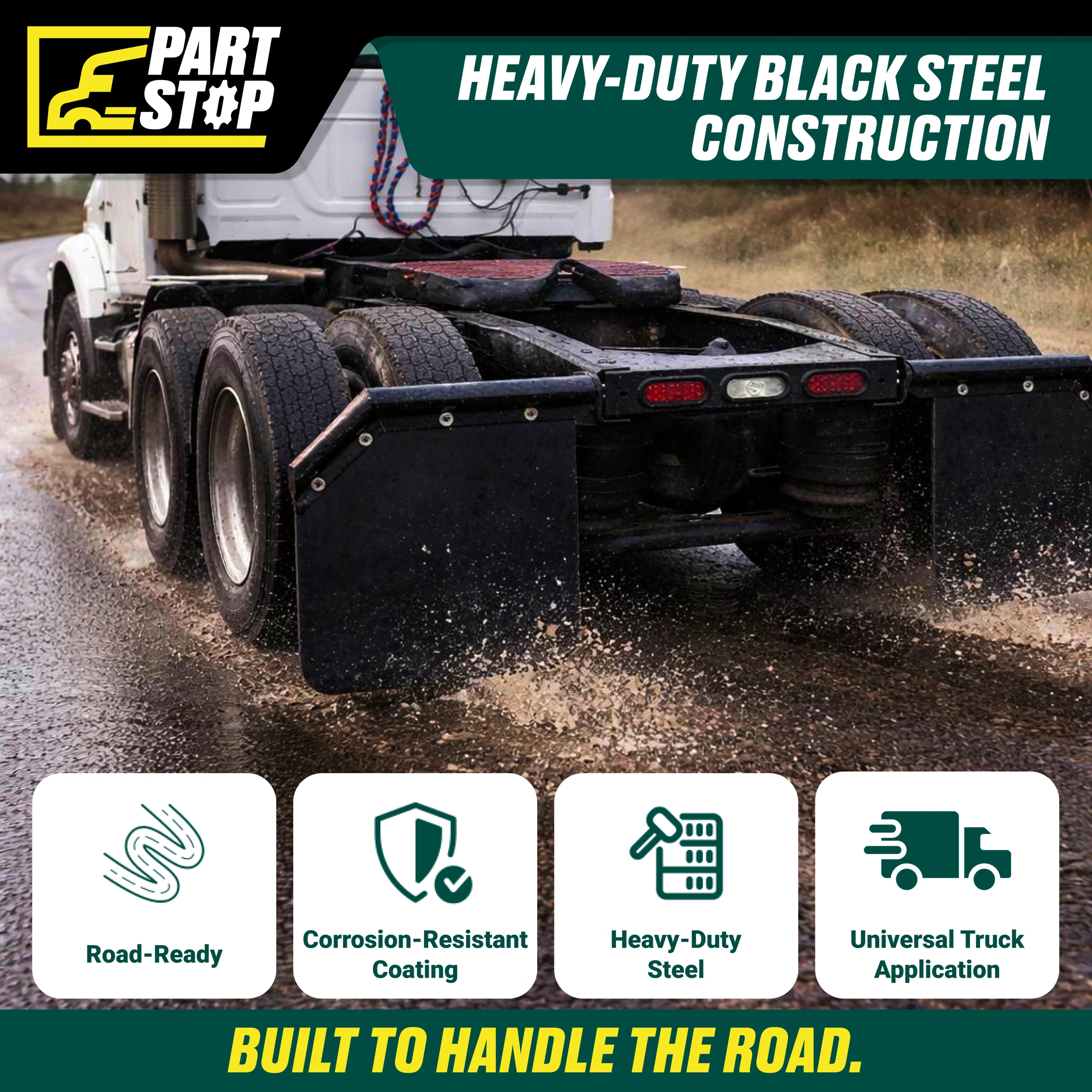 27" 45 Degree Angled Mud Flap Hanger Pair Black Steel 2-1/2" Bolt Spacing — infographic