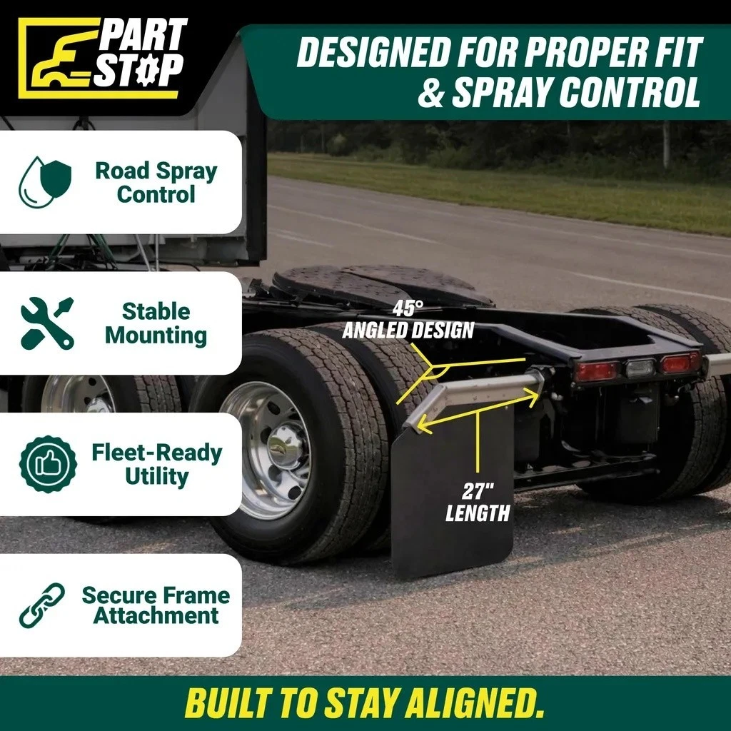 30" 45 Degree Angled Mud Flap Hanger Stainless Steel 2-1/2" Bolt Spacing Pair — infographic