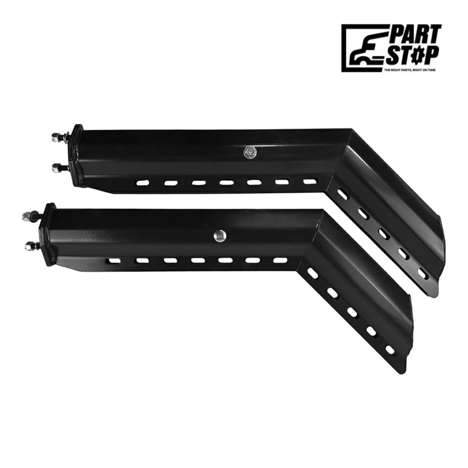 30" 45 Degree Angled Mud Flap Hanger Pair Black Steel 2-1/2" Bolt Spacing