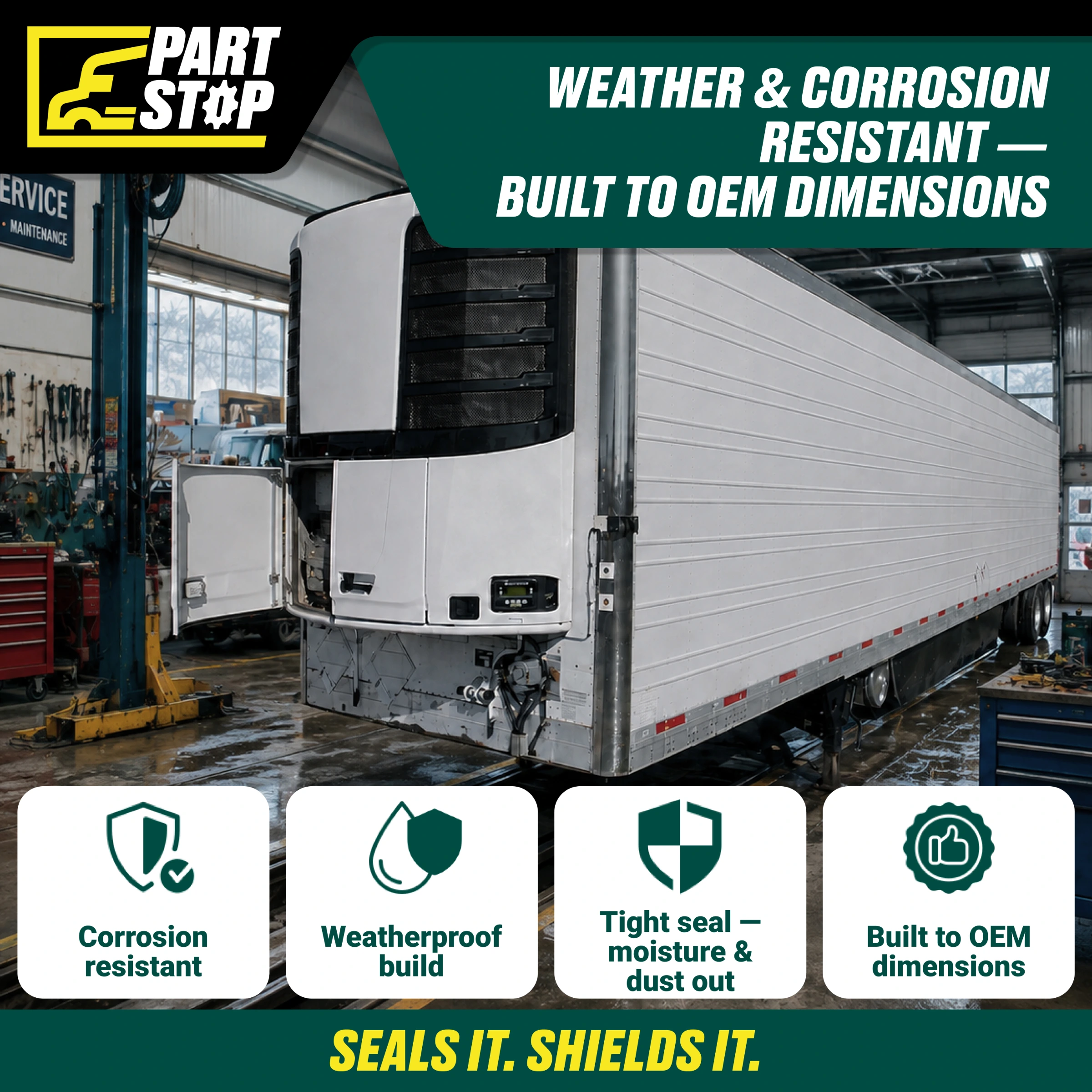 DR-012A Reefer Curbside Center Door - Fits Thermo King Precedent S-600, S-700, C-600 Series - Replaces 98-9641, 98-9121 — infographic