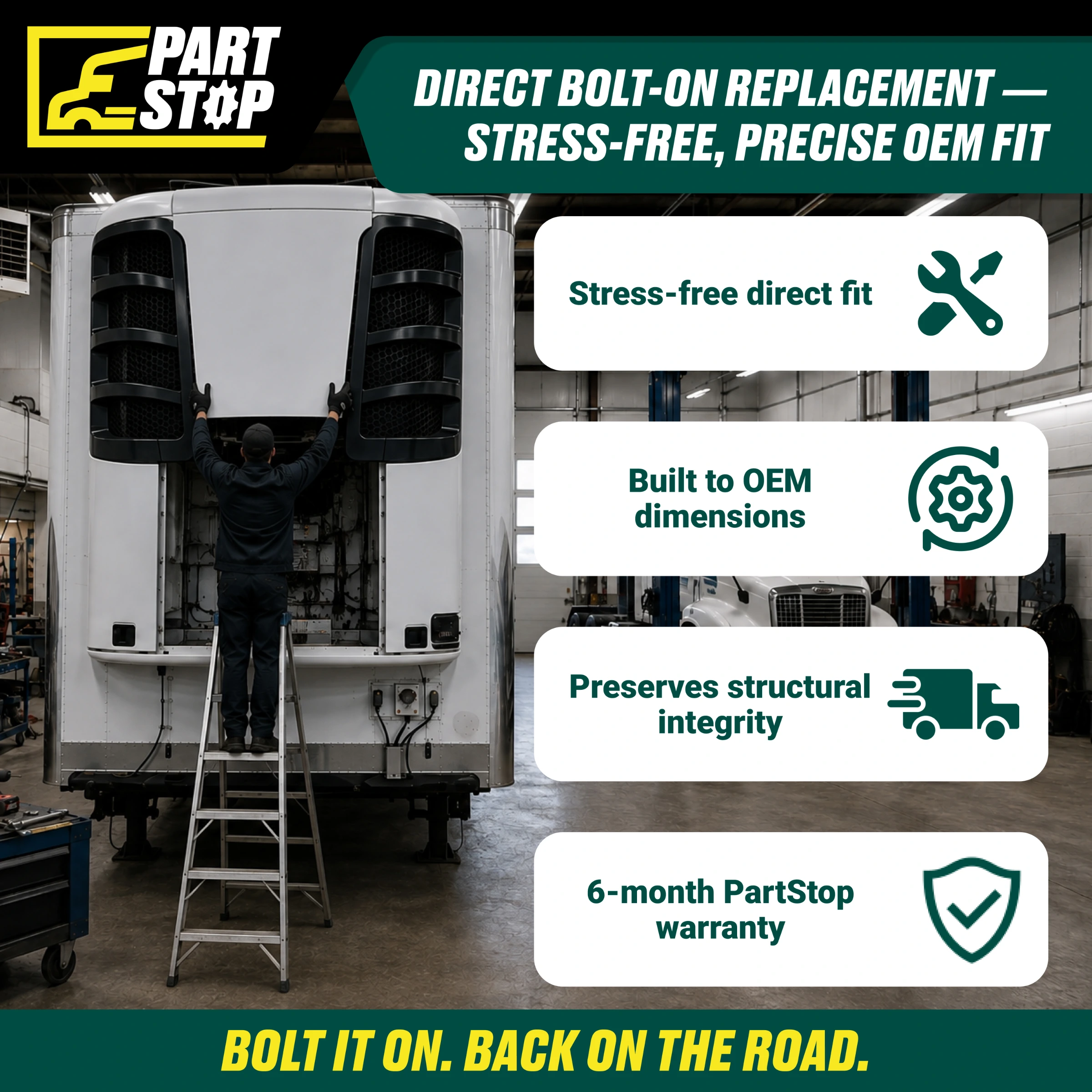 Reefer Top Center Door Panel for Thermo King Precedent S-600 S-700 C-600 C-600M G-700 | Replaces 98-9639, 98-9116 — infographic