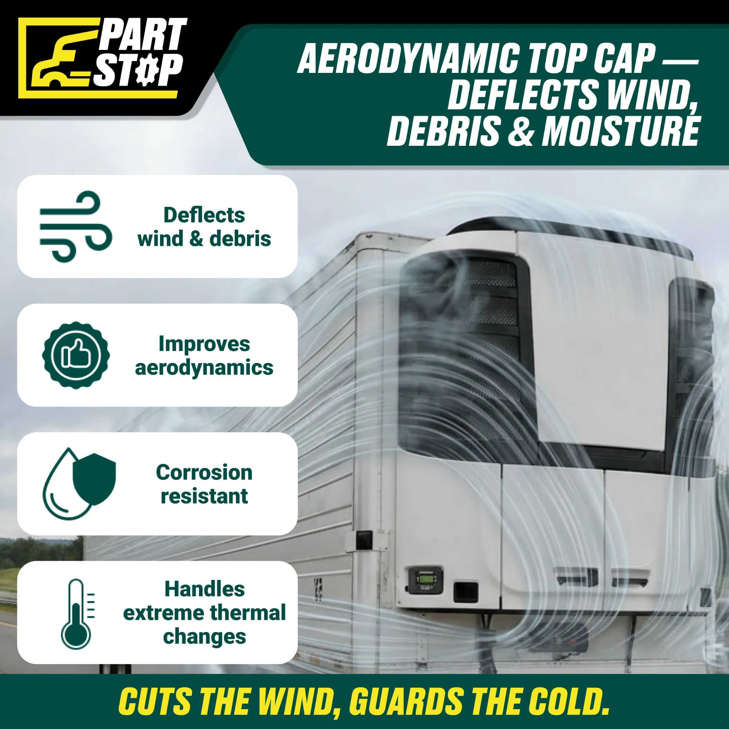 DR-016-1 Reefer Top Fairing / Top Cap - Fits Thermo King Precedent S-600, S-700, C-600 Series - Replaces 98-9330 — infographic