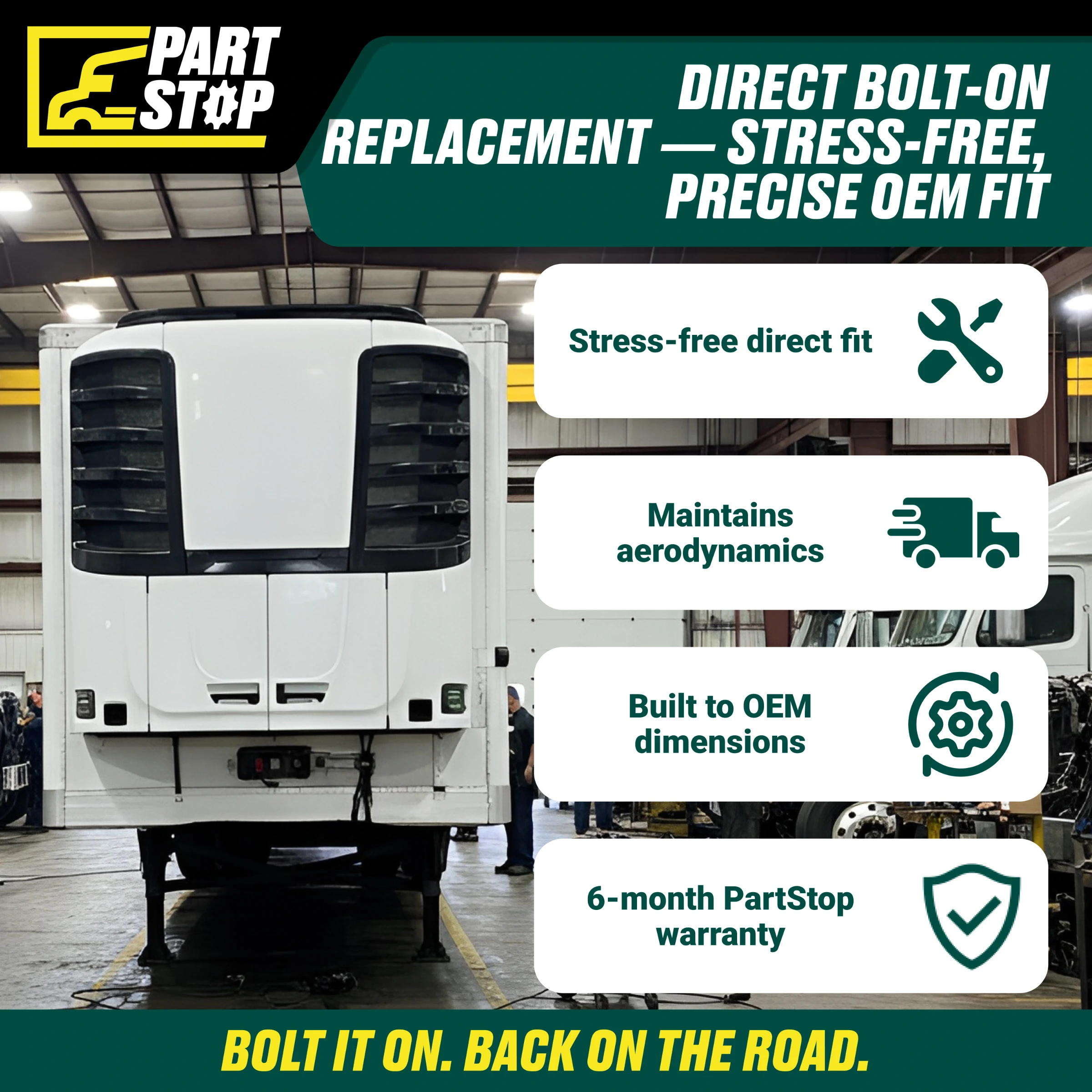 DR-016-1 Reefer Top Fairing / Top Cap - Fits Thermo King Precedent S-600, S-700, C-600 Series - Replaces 98-9330 — infographic