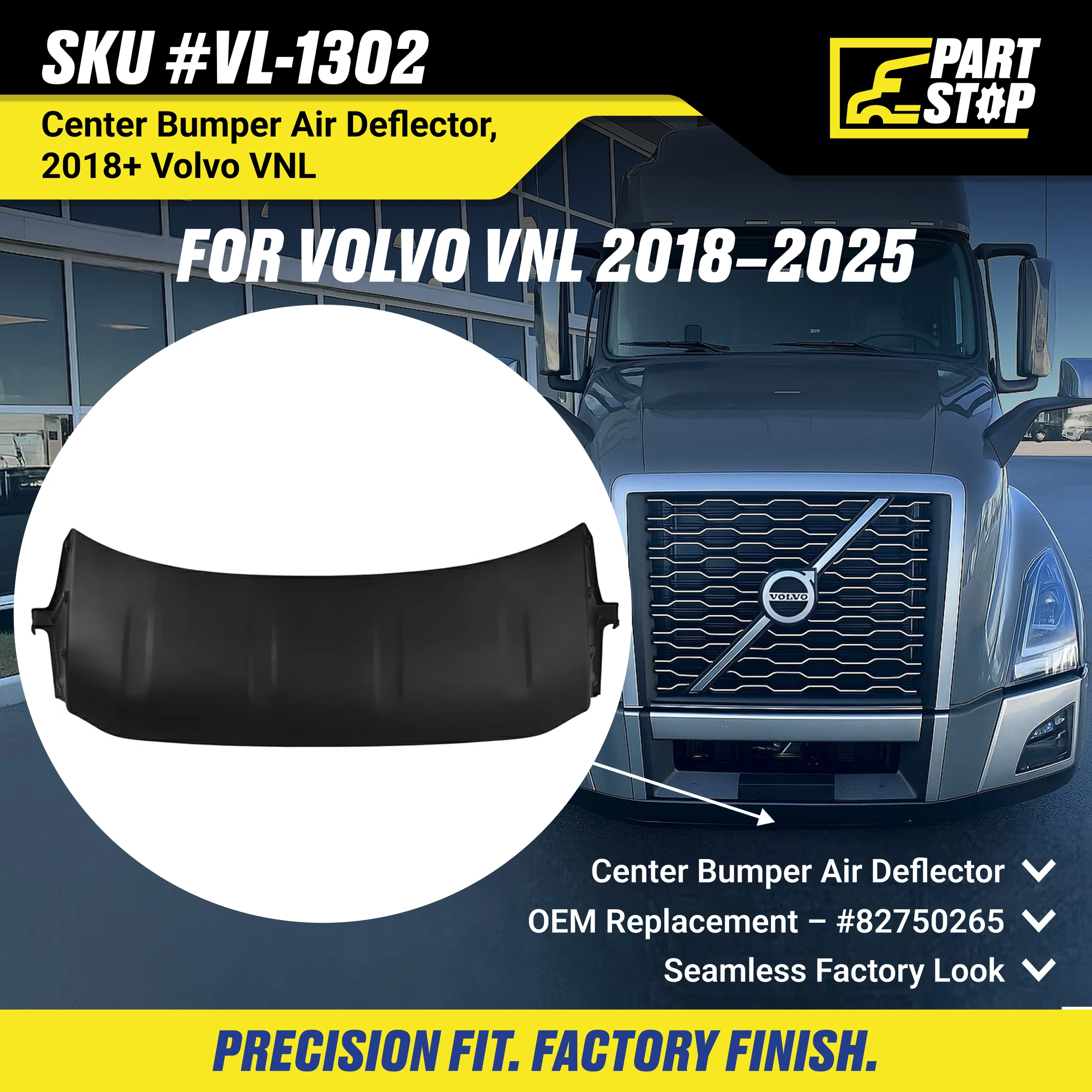 82750265 Center Bumper Air Deflector Fits Volvo VNL 2018-2025 — infographic