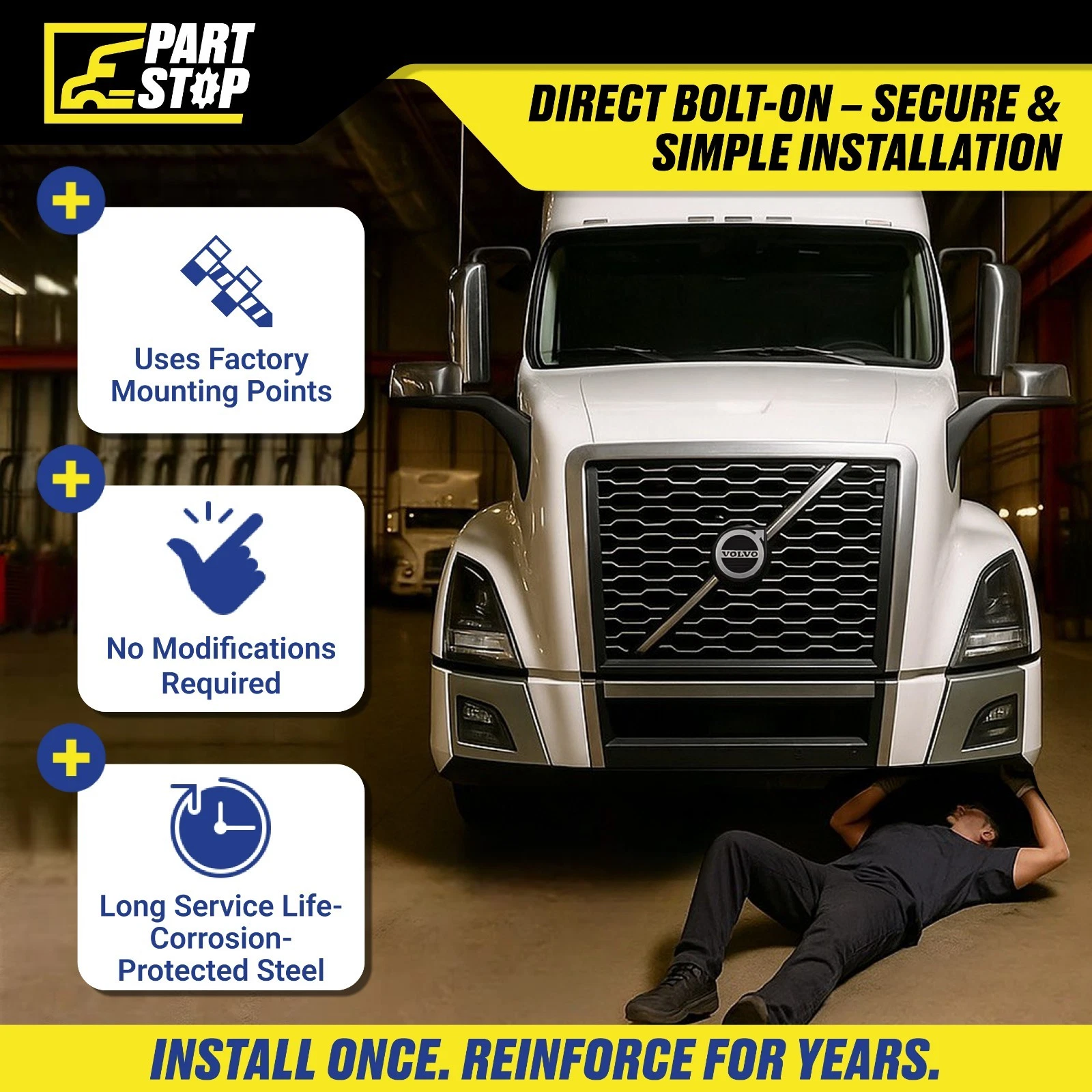82750293 LH Corner Bumper Air Deflector Fits Volvo VNL 82750295 — infographic
