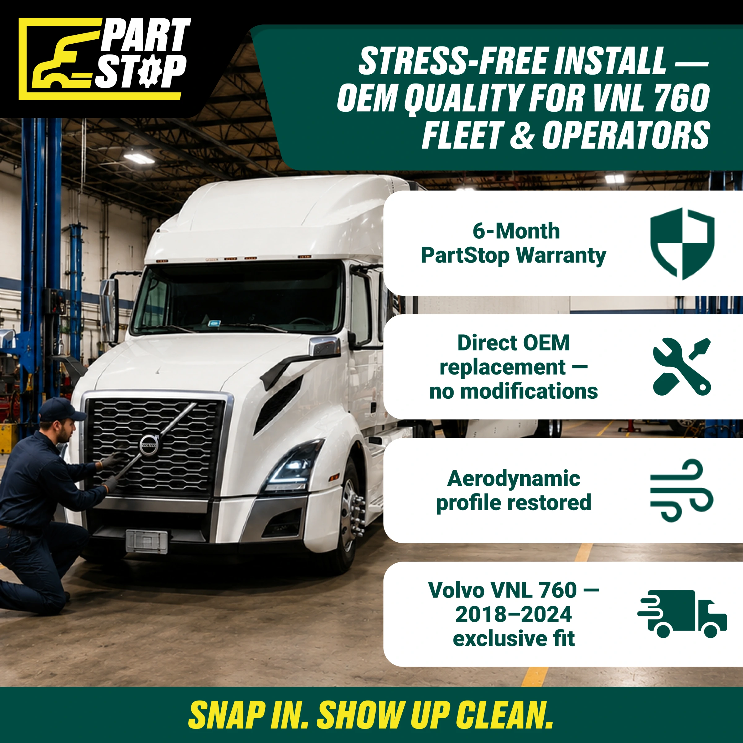 Volvo VNL Chrome Logo Strip 2018+ Radiator Grill Emblem — infographic 3