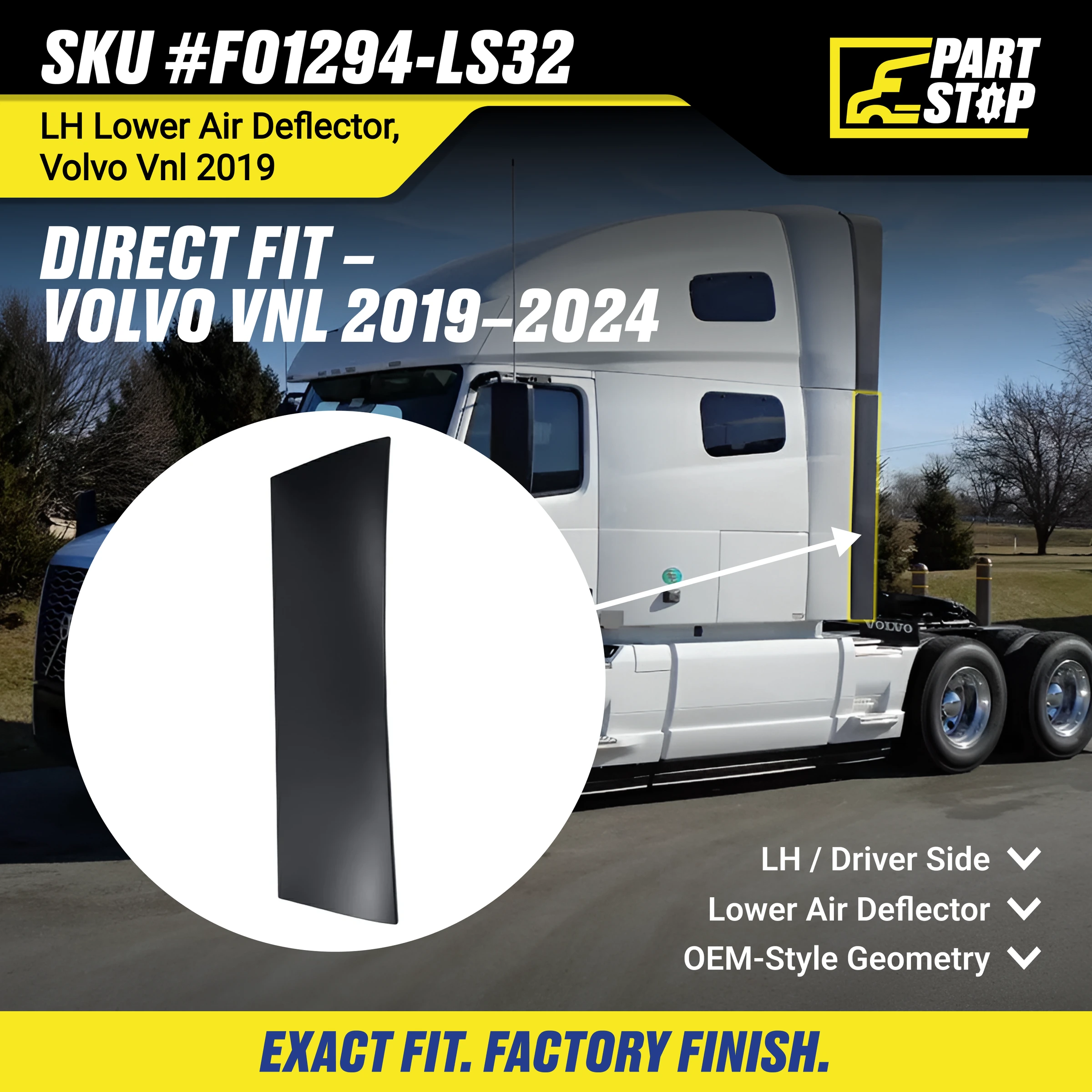 84730269 Air Deflector LH Driver Side Fits Volvo VNL 2019-2024 82726844 — infographic