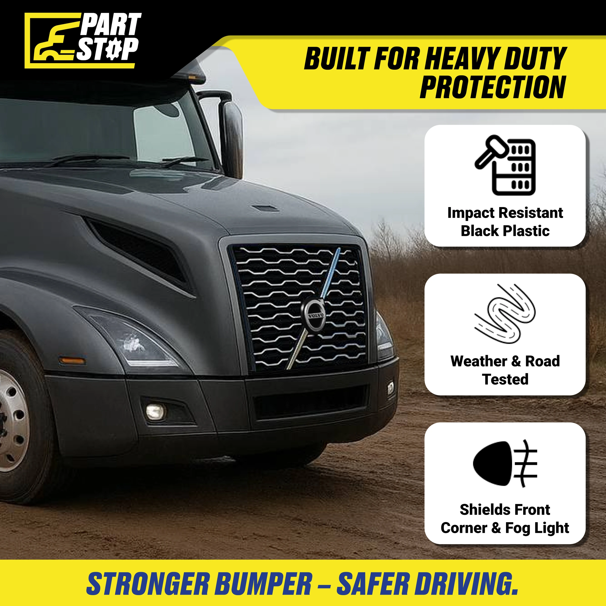 82750068 LH Corner Bumper Fog Light Fits Volvo VNL 2018-2024 — infographic
