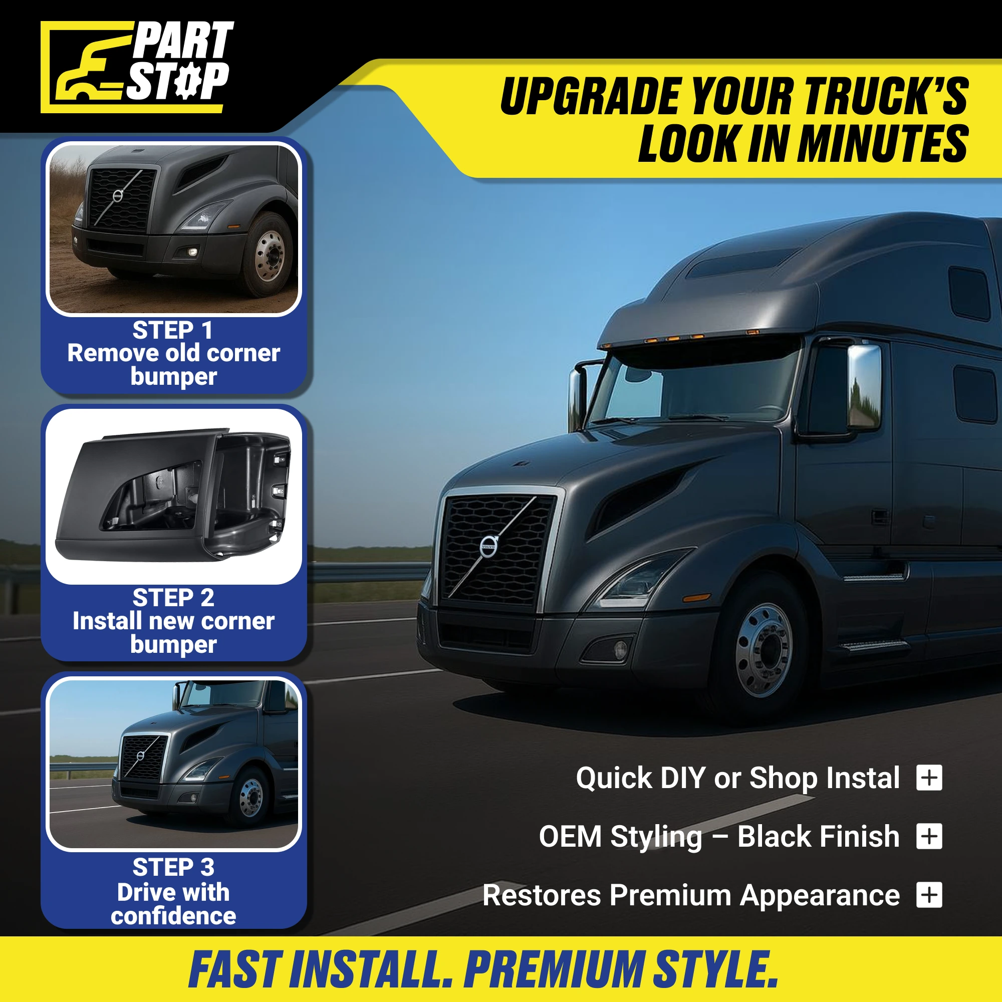 82750068 LH Corner Bumper Fog Light Fits Volvo VNL 2018-2024 — infographic