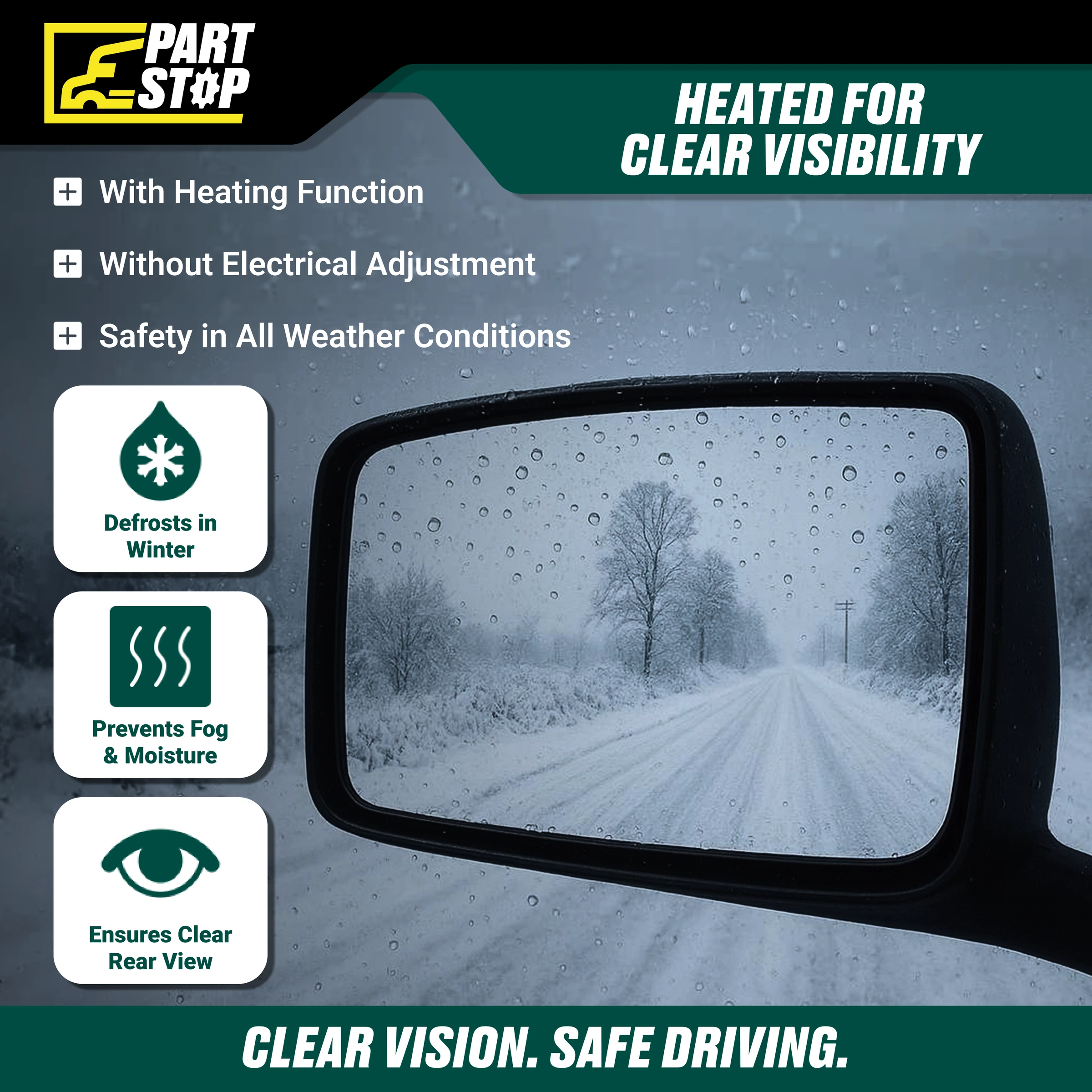 Left Hood Mirror Heated Fits Volvo VNL 2019-2024 82361058 — infographic
