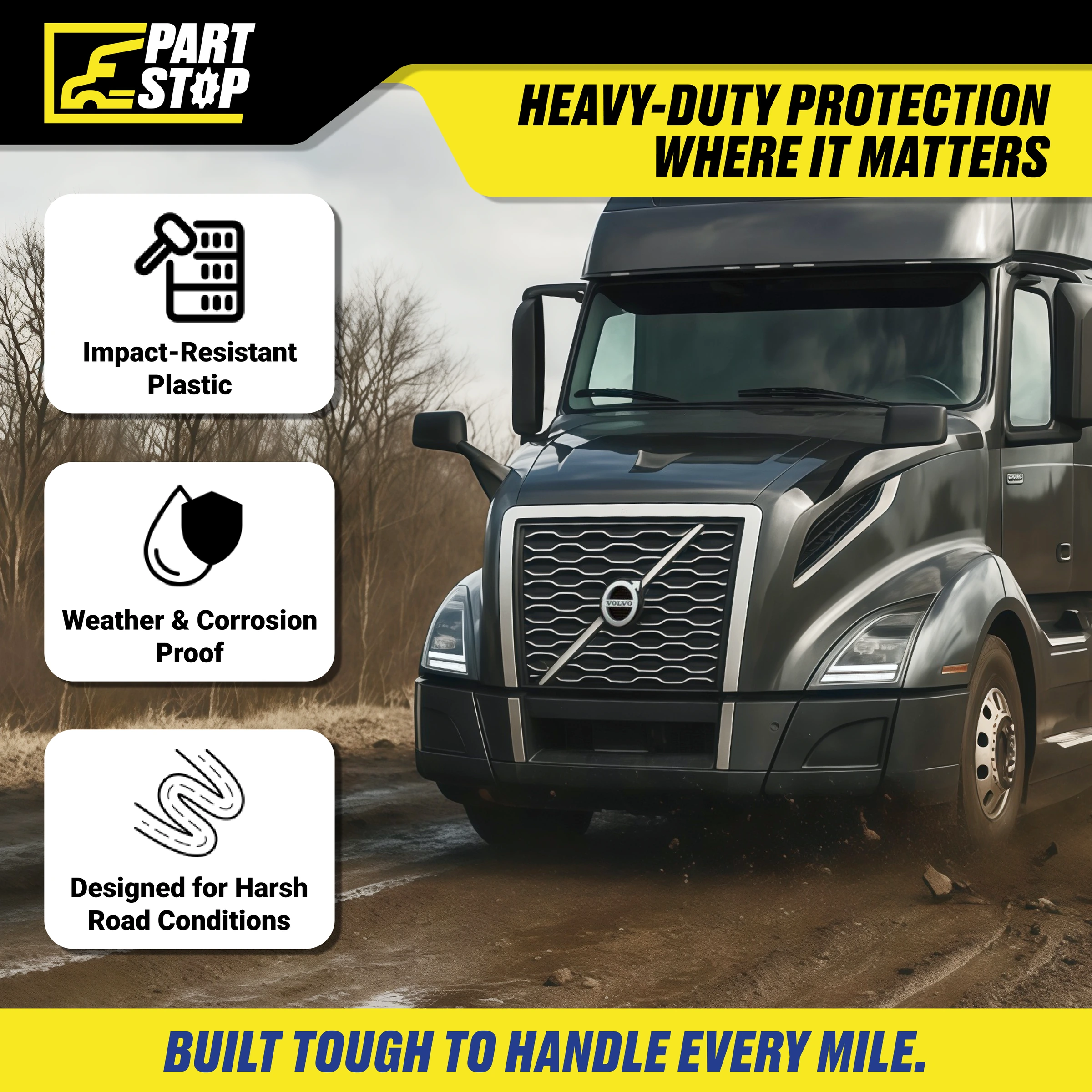 82750588 LH Corner Bumper Cover Fits Volvo VNL 2018-2024 — infographic