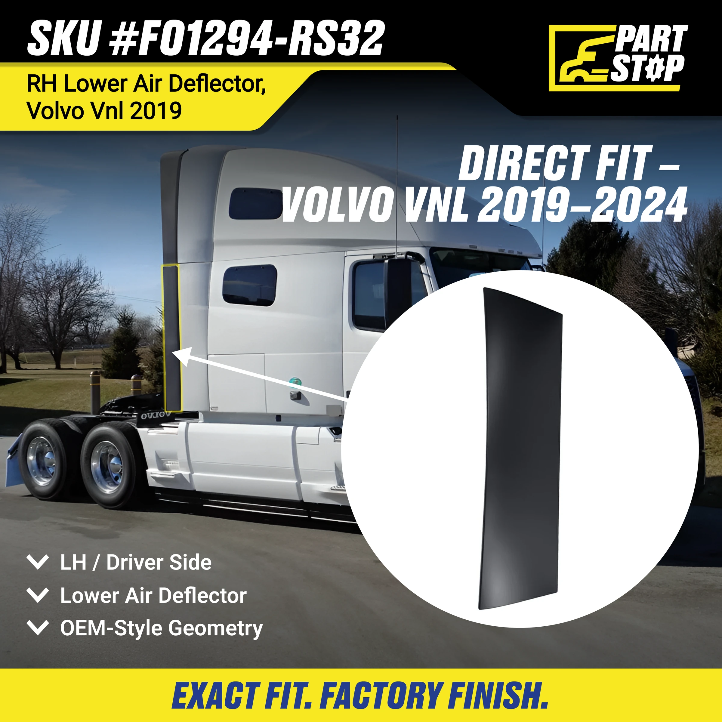 20543347 RH Lower Air Deflector Fits Volvo VNL 2019-2024 84730269 — infographic