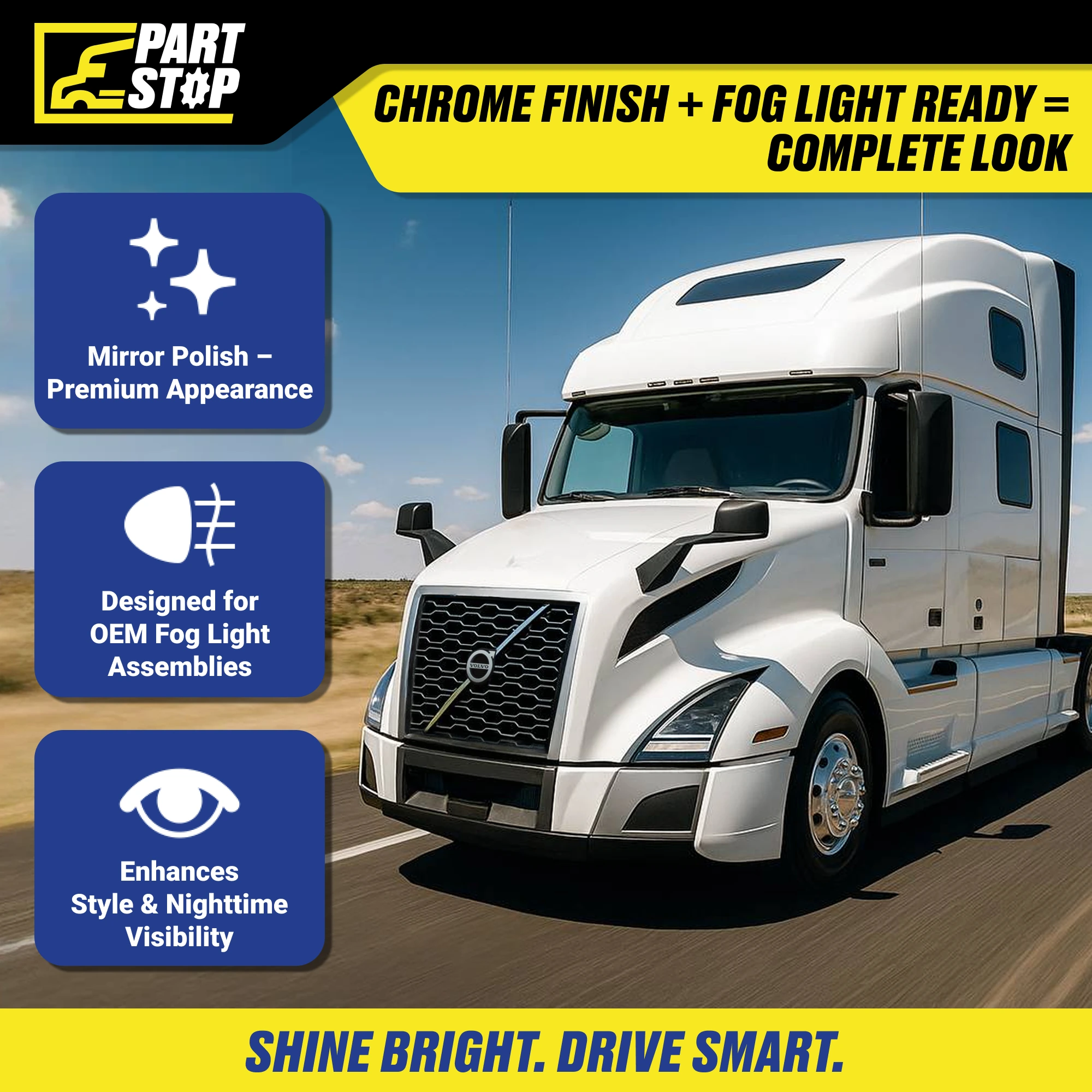 82750058  RH Corner Bumper Trim Fog Light Fits Volvo VNL 2018-2023 — infographic