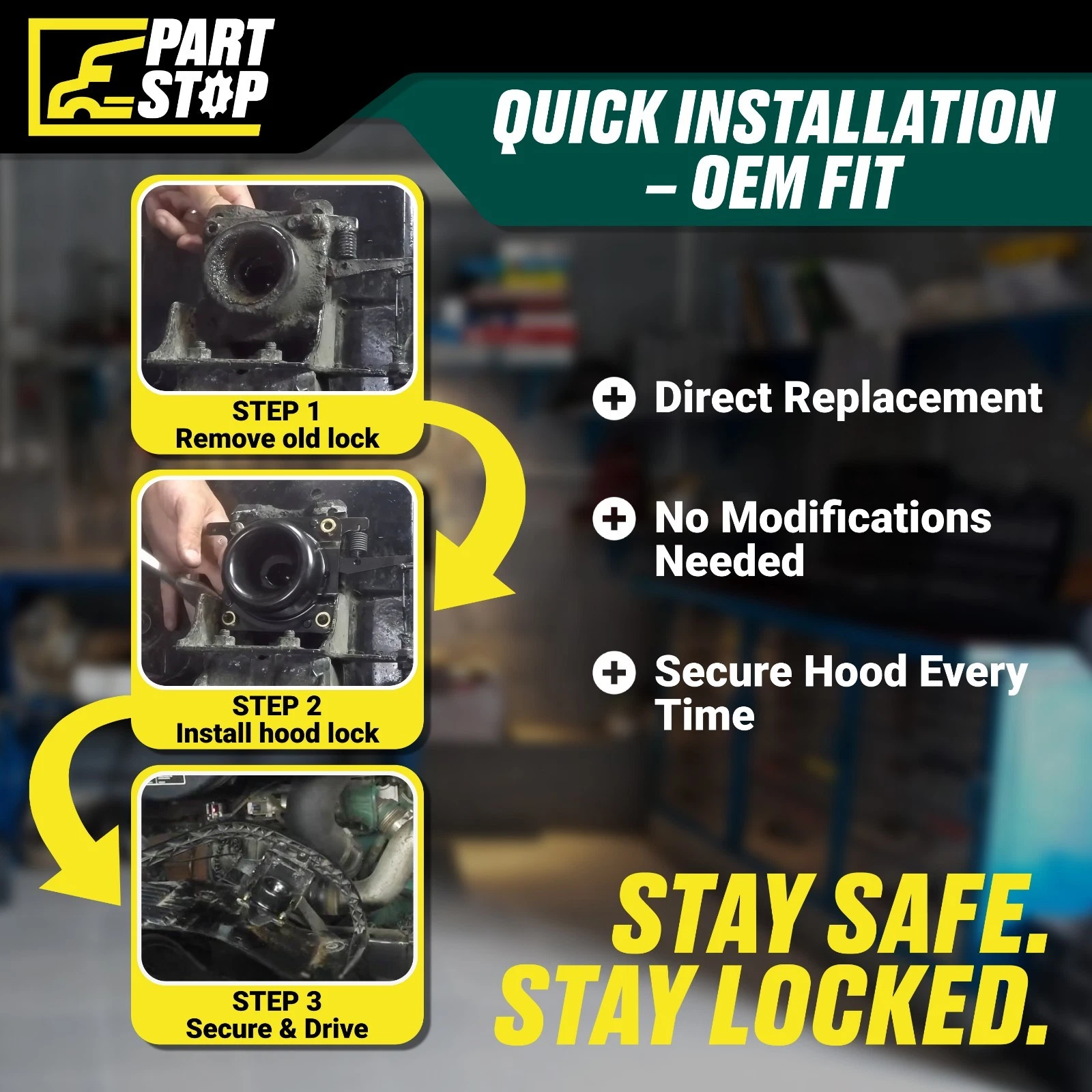 Right Side 20565618 ; 20565619 Hood Lock Assembly Fits Volvo VN VNL VHD RH — infographic