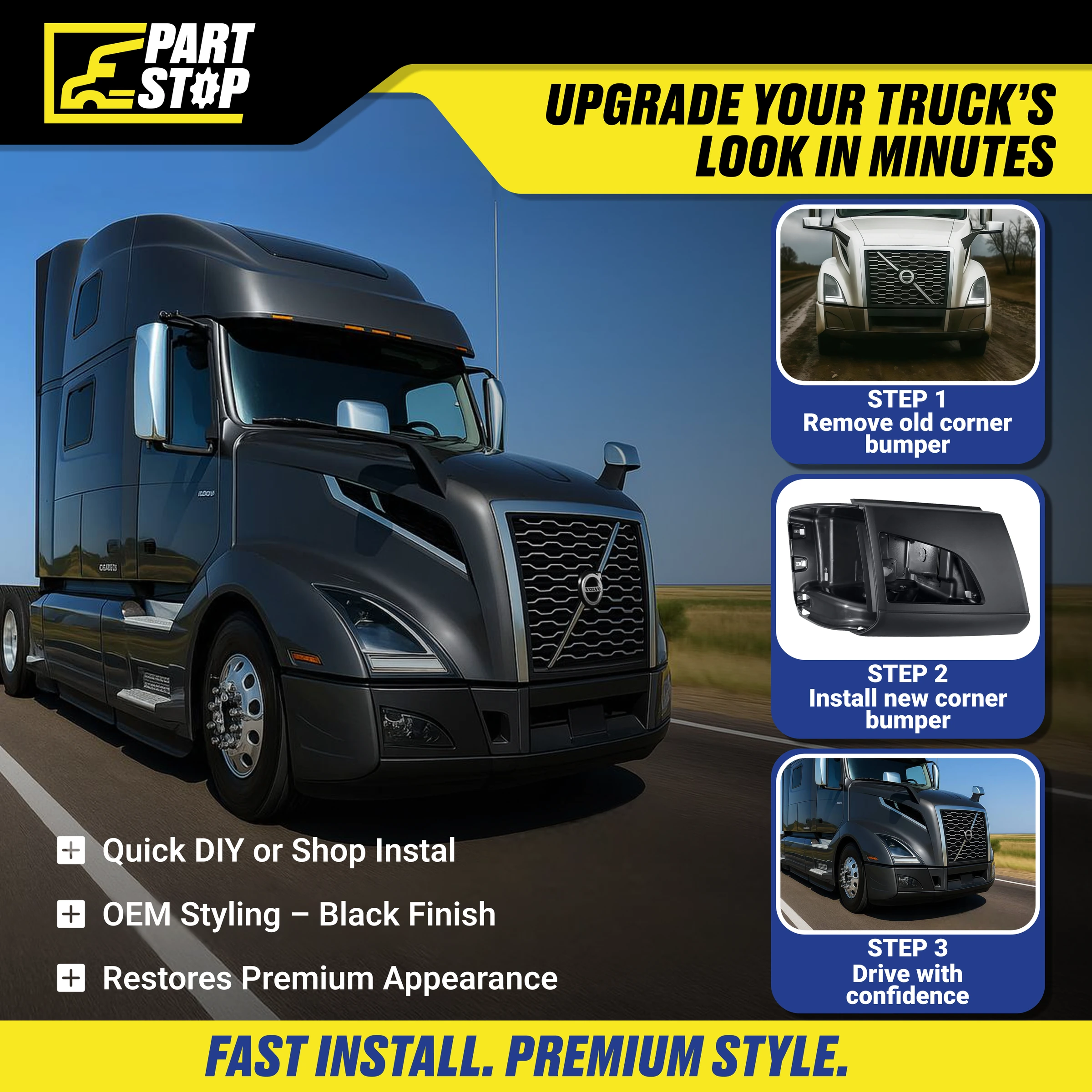 82750070 RH Corner Bumper Fog Light Fits Volvo VNL 670 780 2018-2024 — infographic