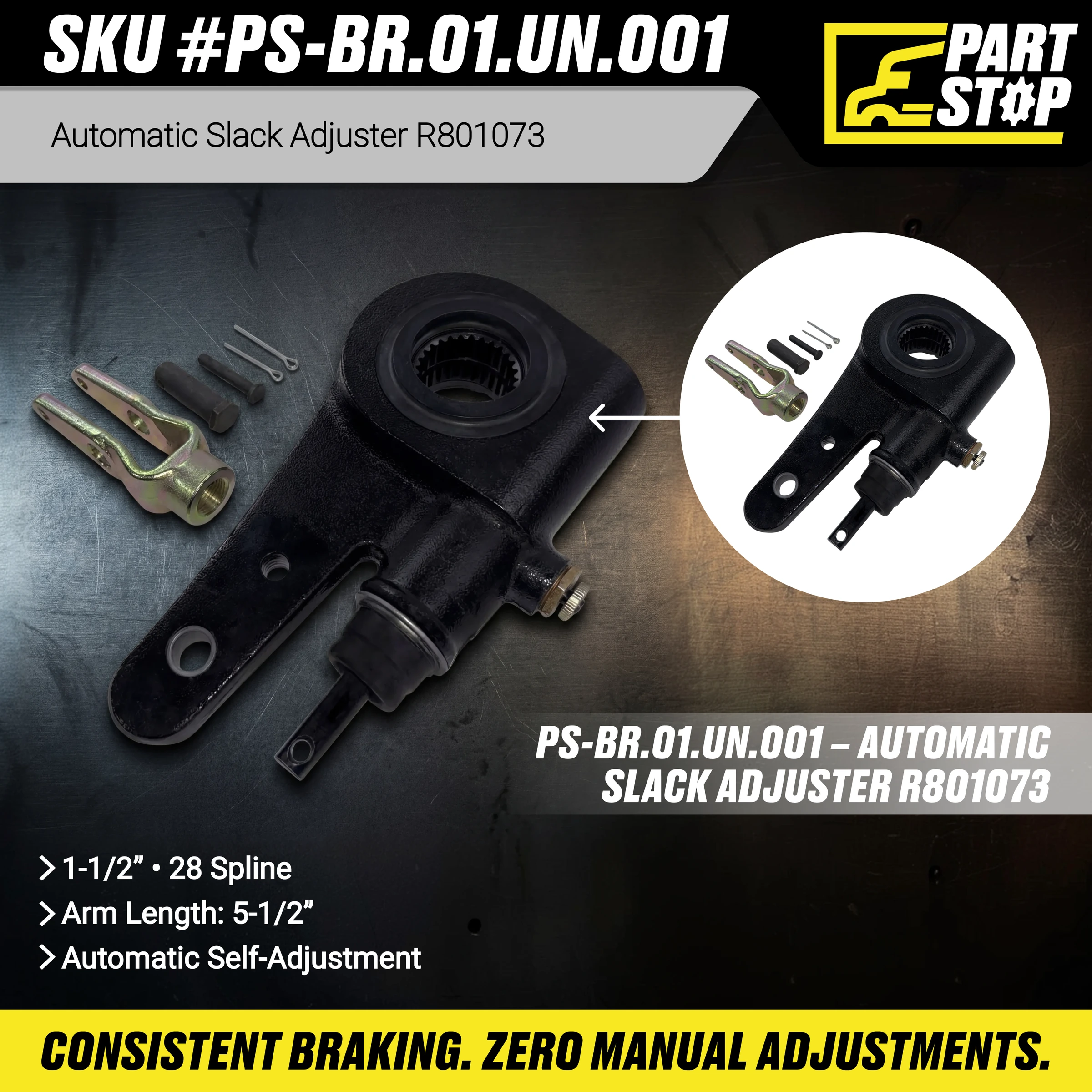 R801073 Automatic Slack Adjuster Fits Freightliner Cascadia Air Brake — infographic