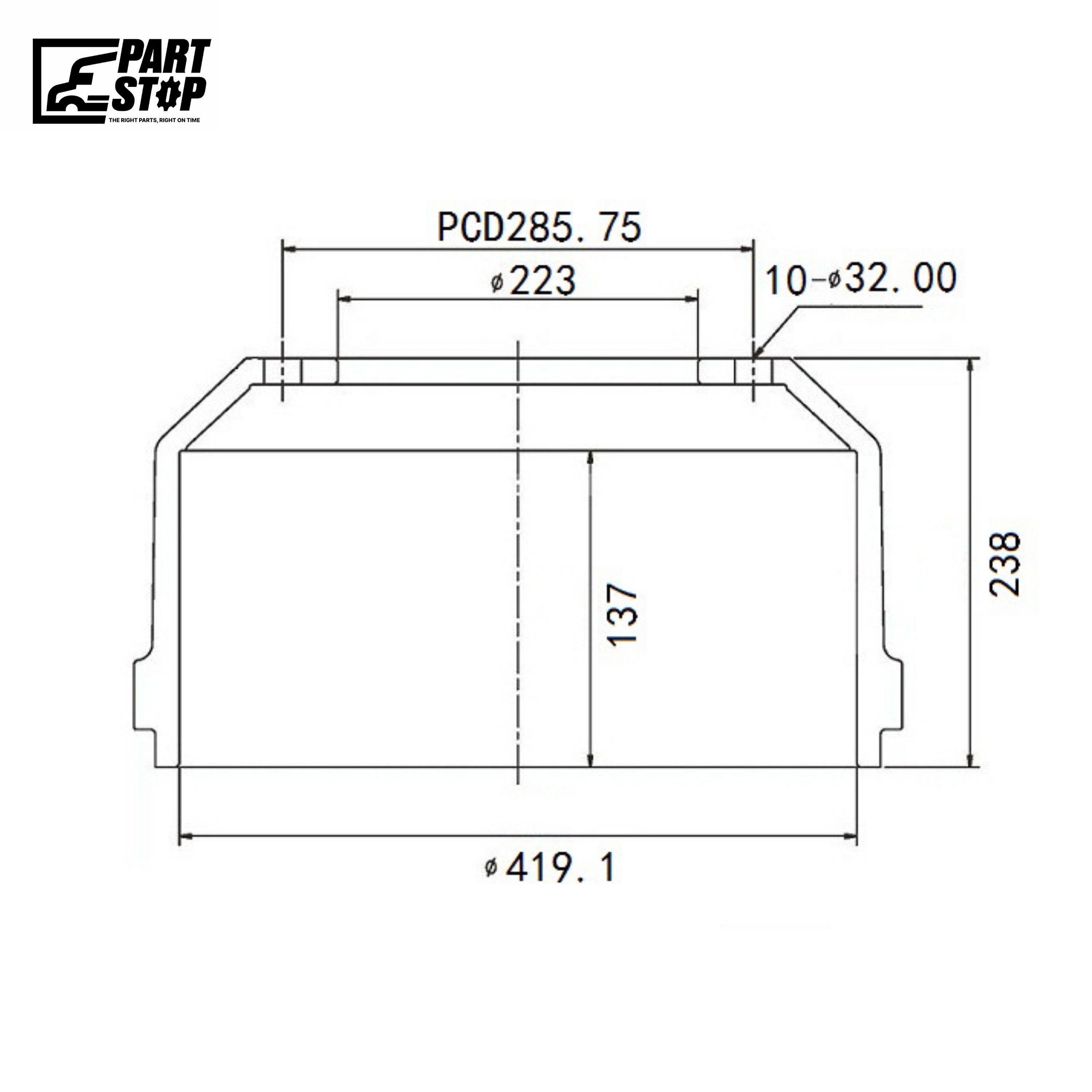 16.5x5 Brake Drum 10 Bolt 11.25" Outboard Steer Axle HD , 3598X, CV71063 — photo 1