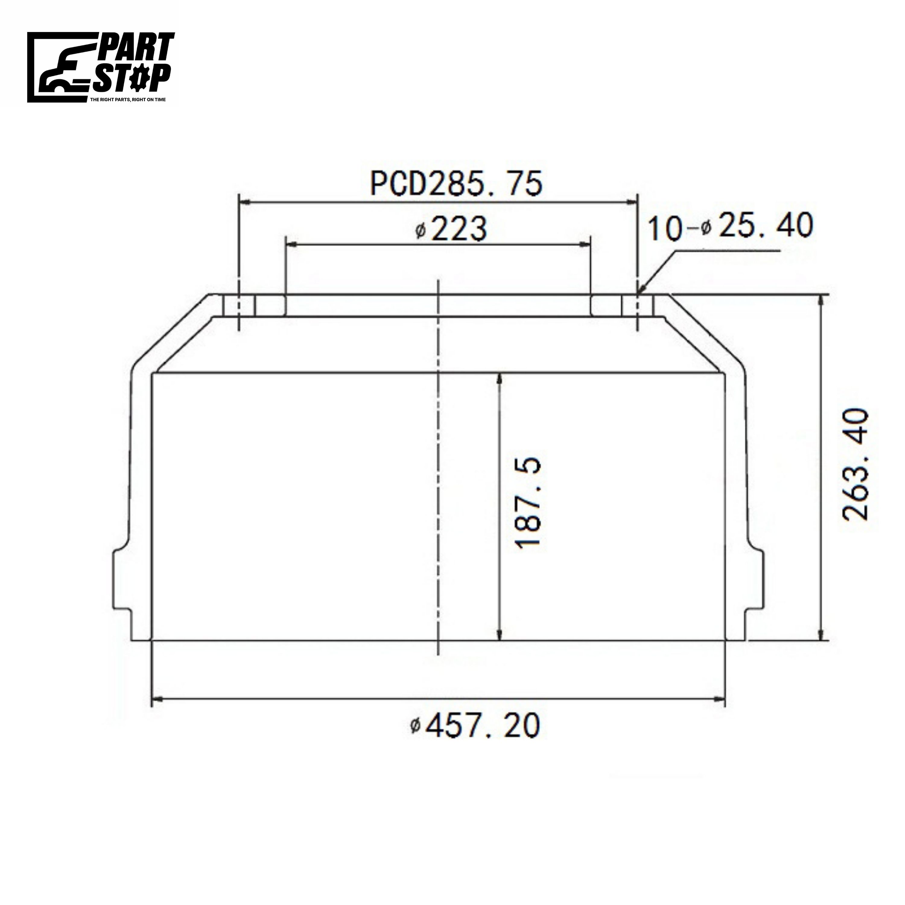 18x7 Brake Drum 10 Bolt 11.25" Outboard Heavy Duty Truck CV70773, 66665B — photo 1