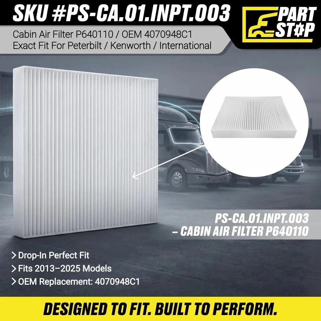 P640110 Cabin Air Filter Fits Peterbilt 579 International LT Fits Kenworth — infographic