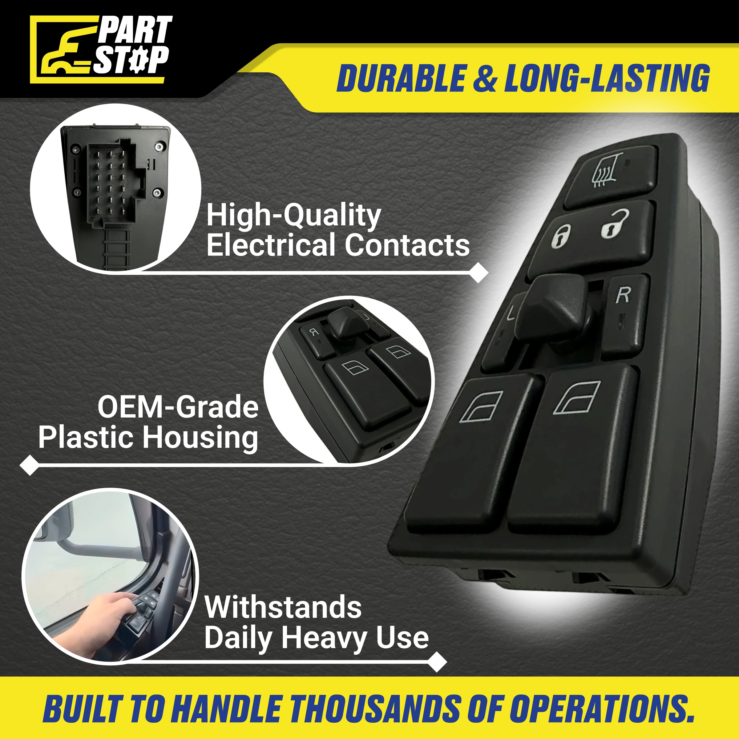 Window Control Switch Fits Volvo VNL  7-Way 21354601 — infographic