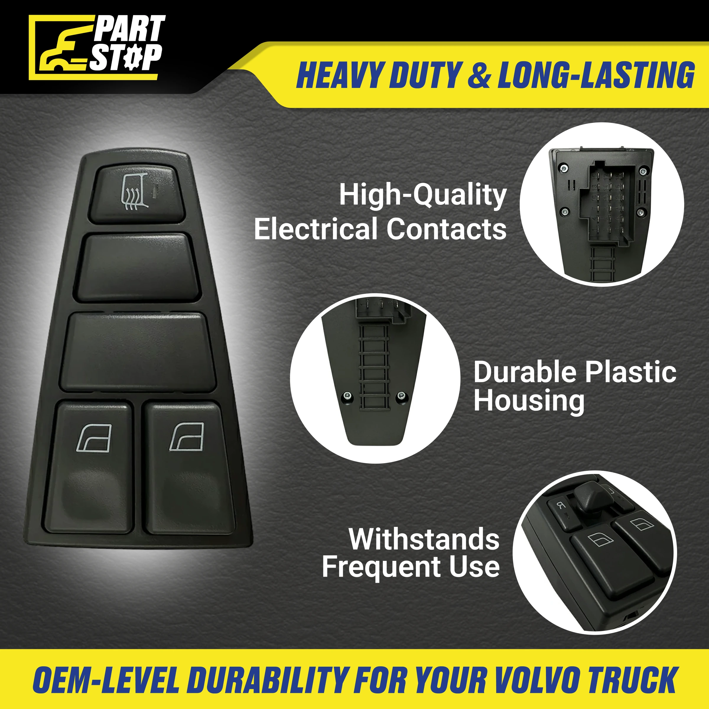 22566506  Power Window Switch Fits Volvo VNL FM Truck 20752914 — infographic