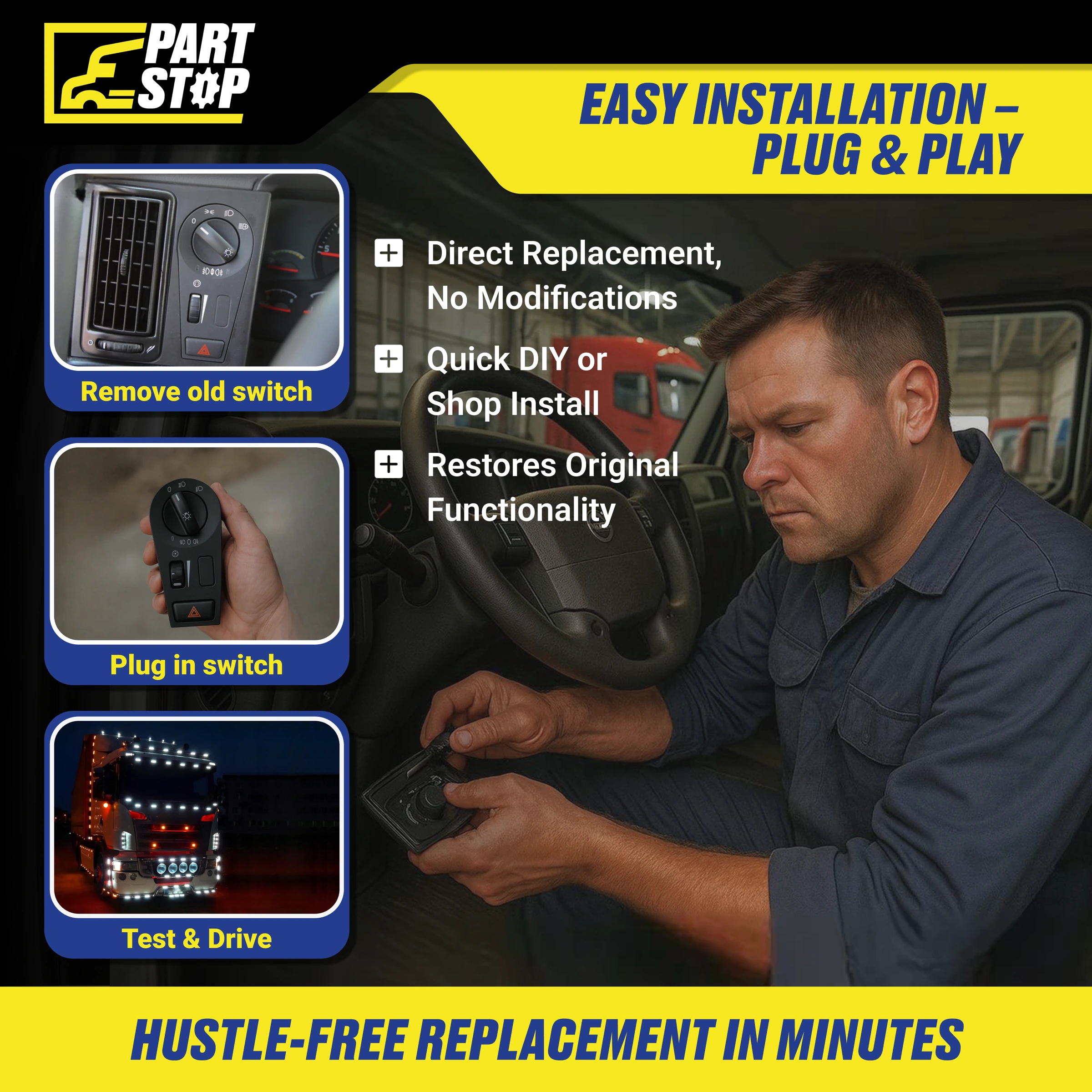 Headlight Switch Fits Volvo VNL VNM 2008-2023 20942844 — infographic
