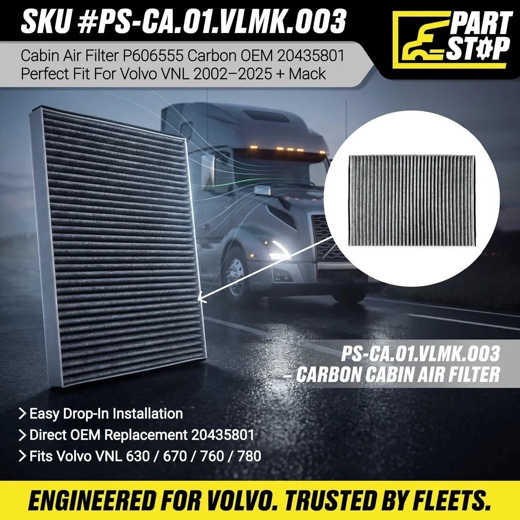 Carbon Cabin Air Filter Fits Volvo VNL Fits Mack  AF26405 20435801 P606555 — infographic